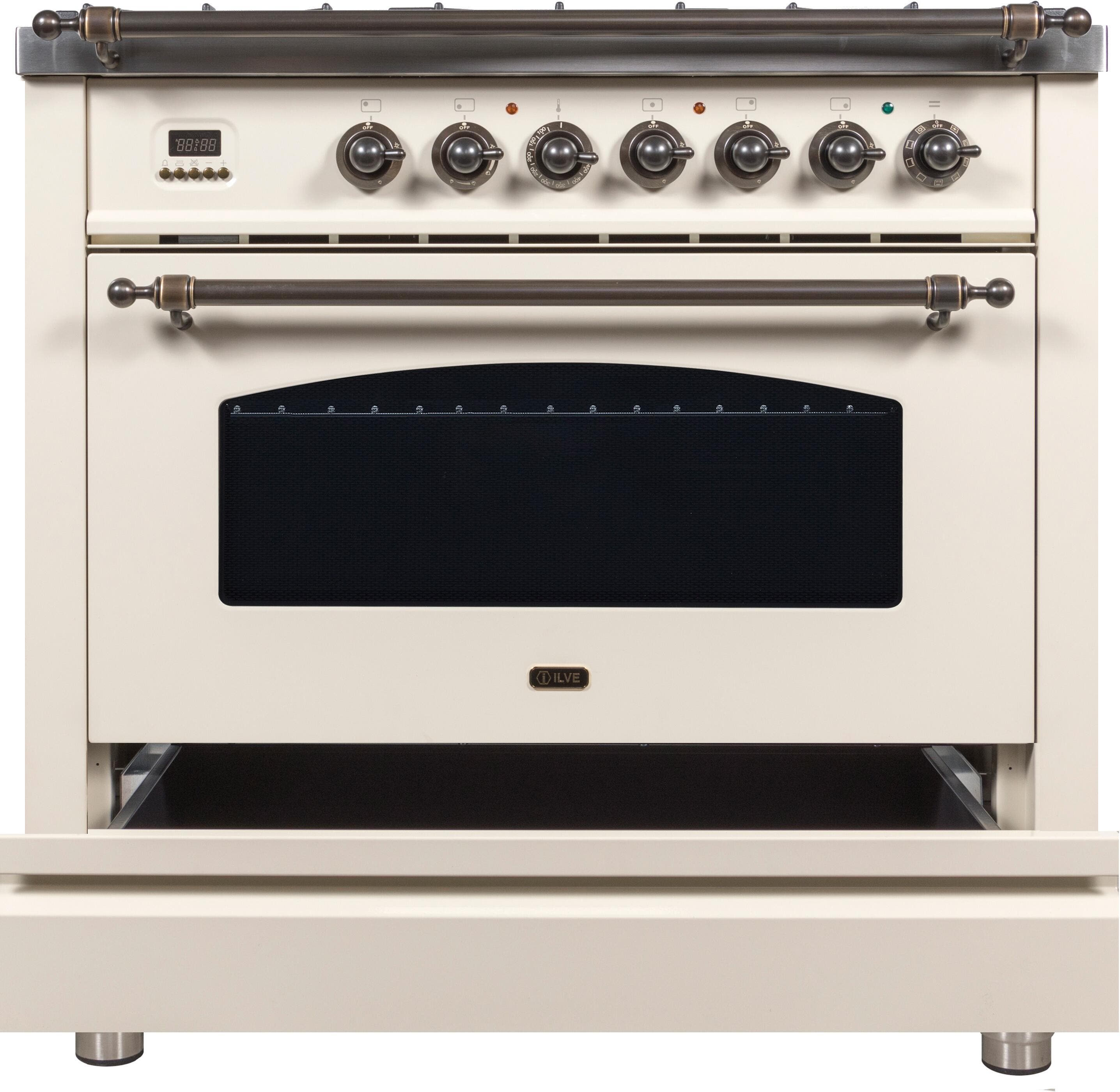 Ilve UPN90FDMPAYLP Liquid Propane In Antique White W/ Bronze Trim