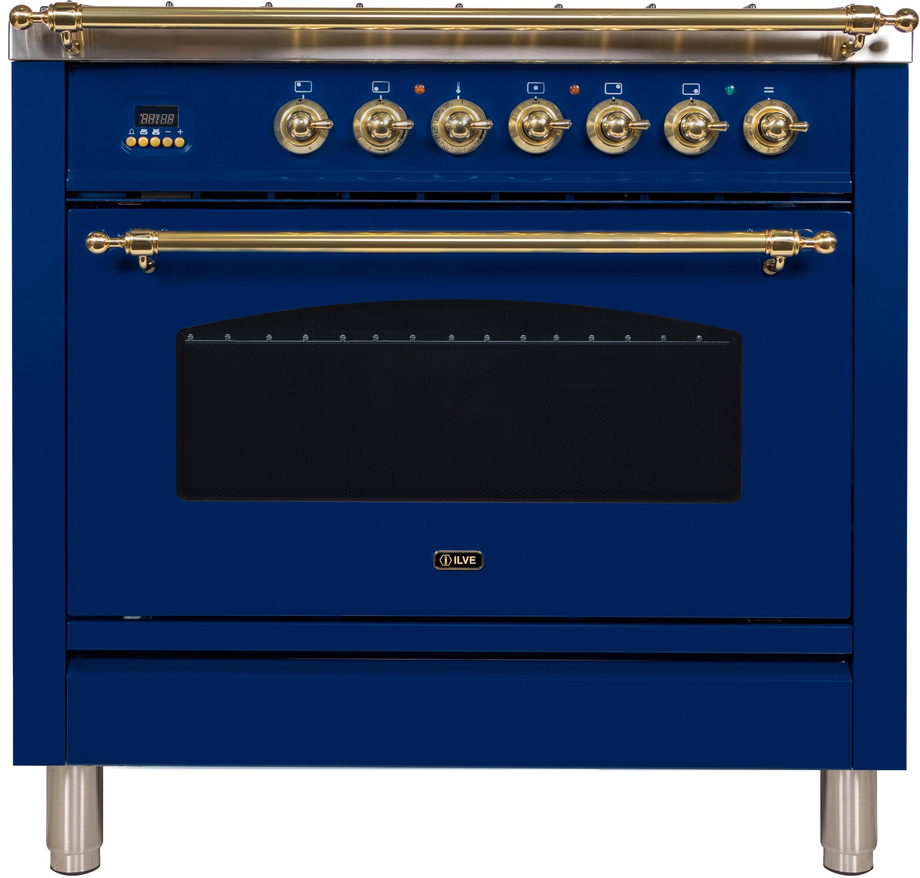 Ilve UPN90FDMPBLLP Liquid Propane In Midnight Blue W/ Brass Trim