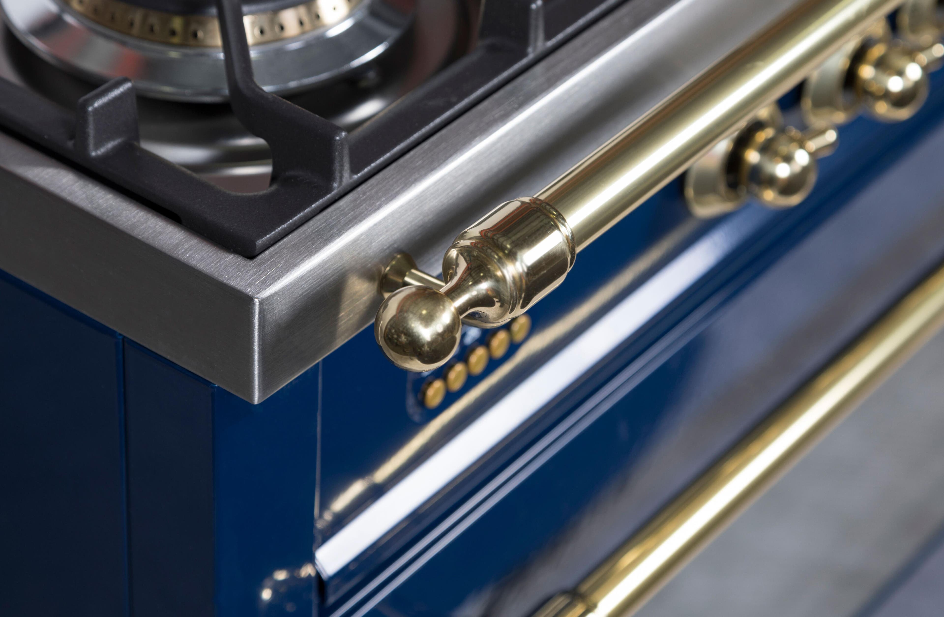 Ilve UPN90FDMPBLLP Liquid Propane In Midnight Blue W/ Brass Trim