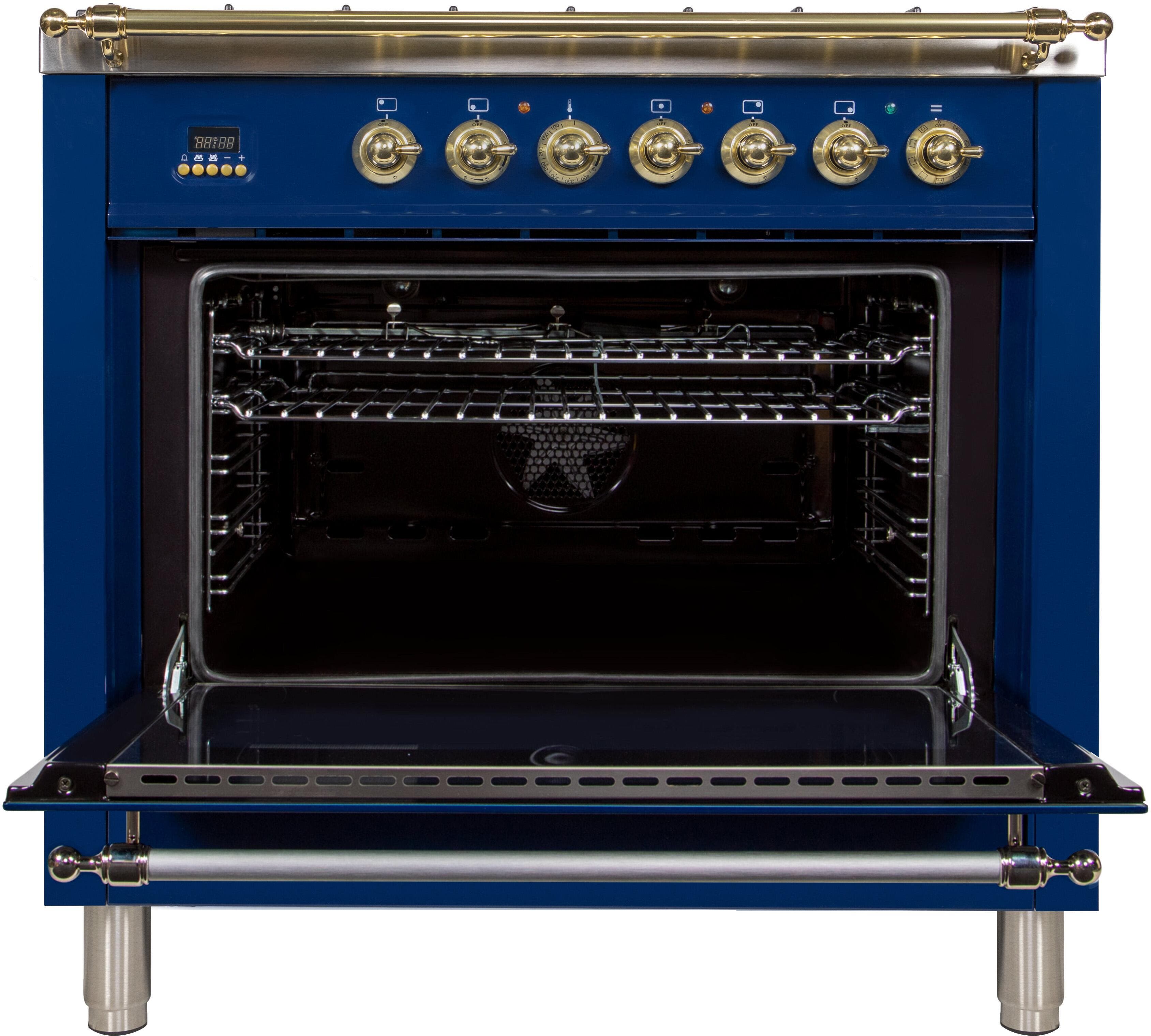 Ilve UPN90FDMPBL Natural Gas In Midnight Blue W/ Brass Trim