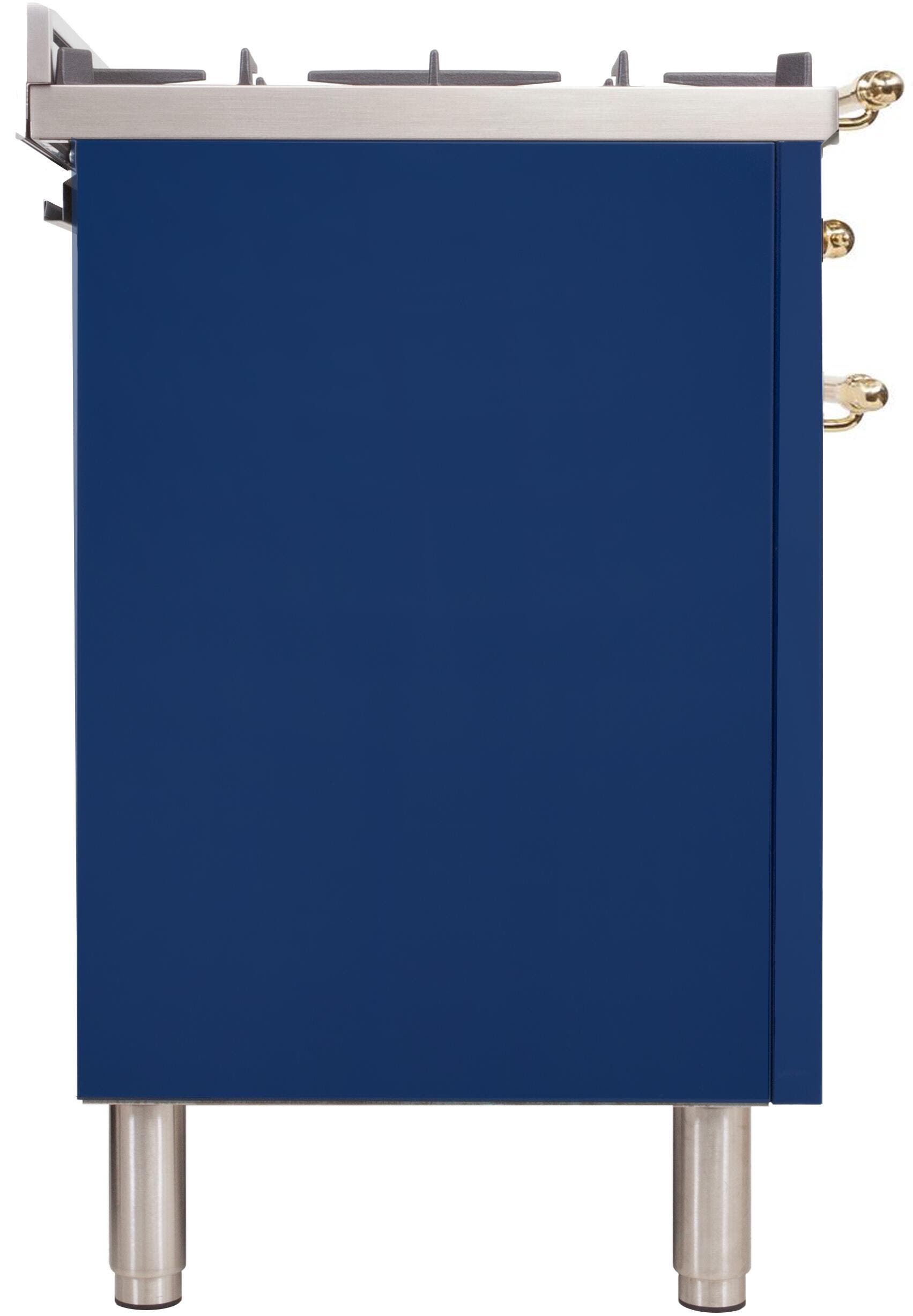 Ilve UPN90FDMPBL Natural Gas In Midnight Blue W/ Brass Trim