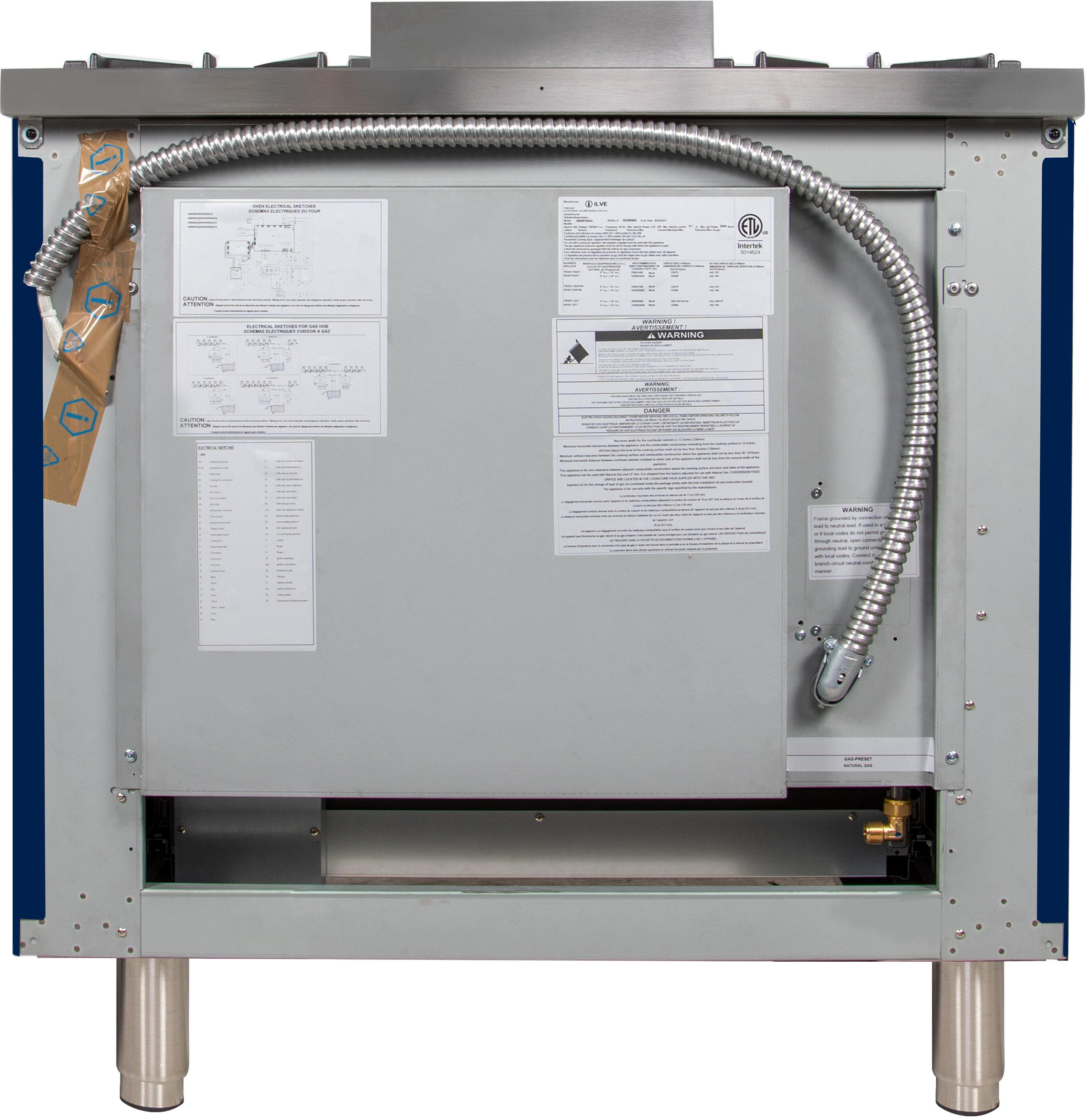 Ilve UPN90FDMPBL Natural Gas In Midnight Blue W/ Brass Trim