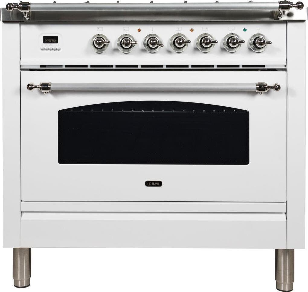 Ilve UPN90FDMPBXLP Liquid Propane In White W/ Chrome Trim