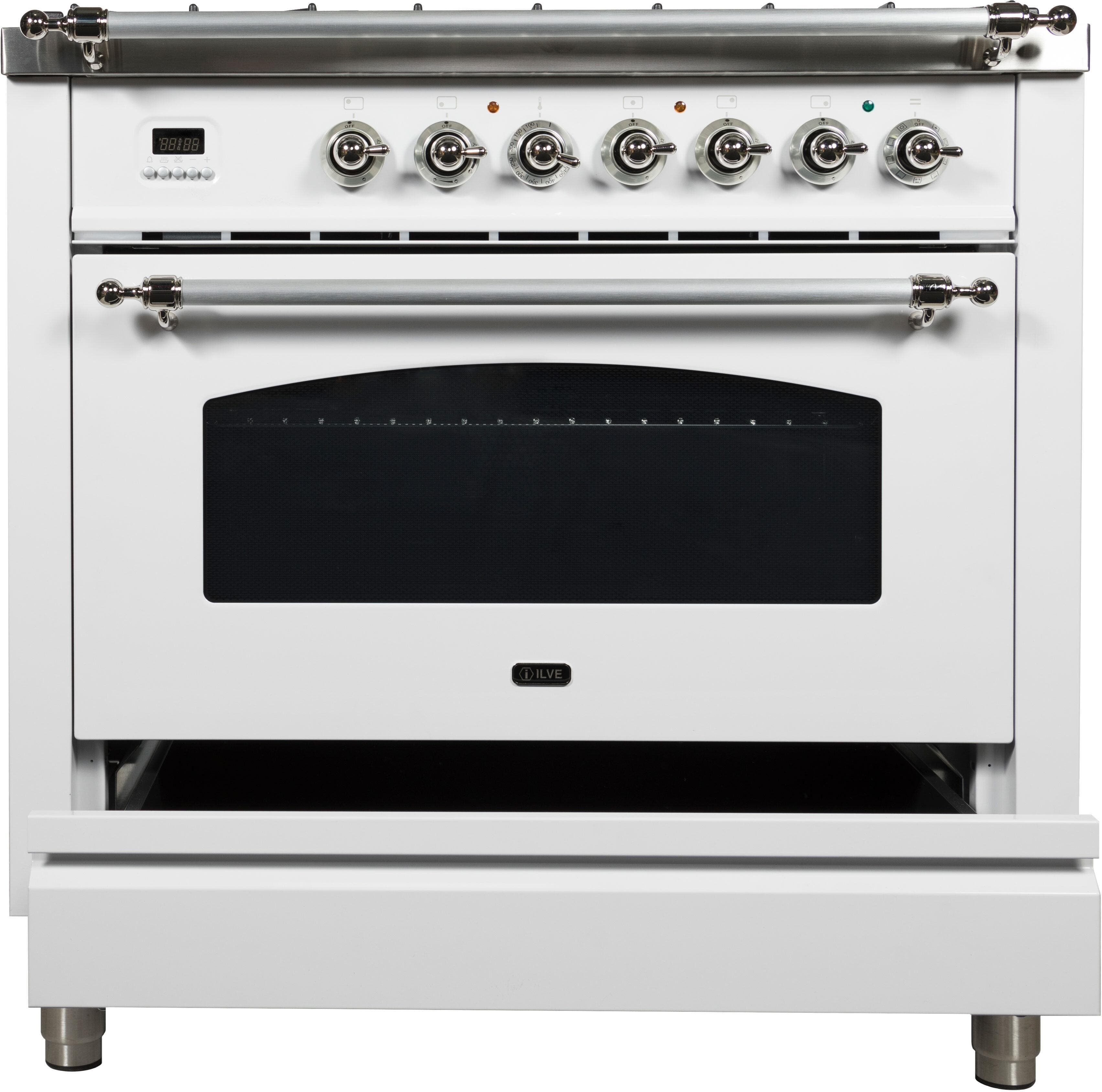 Ilve UPN90FDMPBXLP Liquid Propane In White W/ Chrome Trim