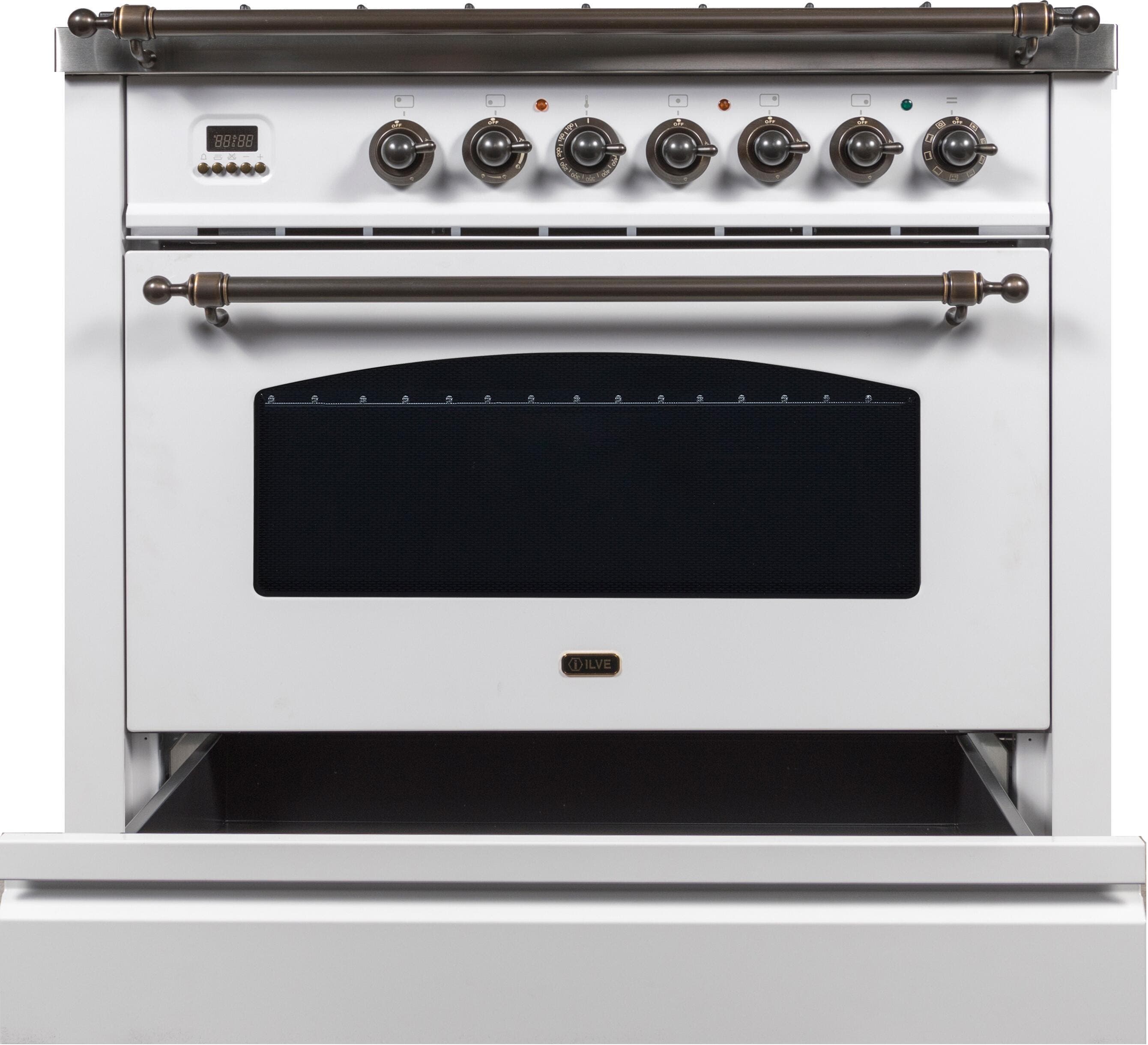 Ilve UPN90FDMPBYLP Liquid Propane In White W/ Bronze Trim