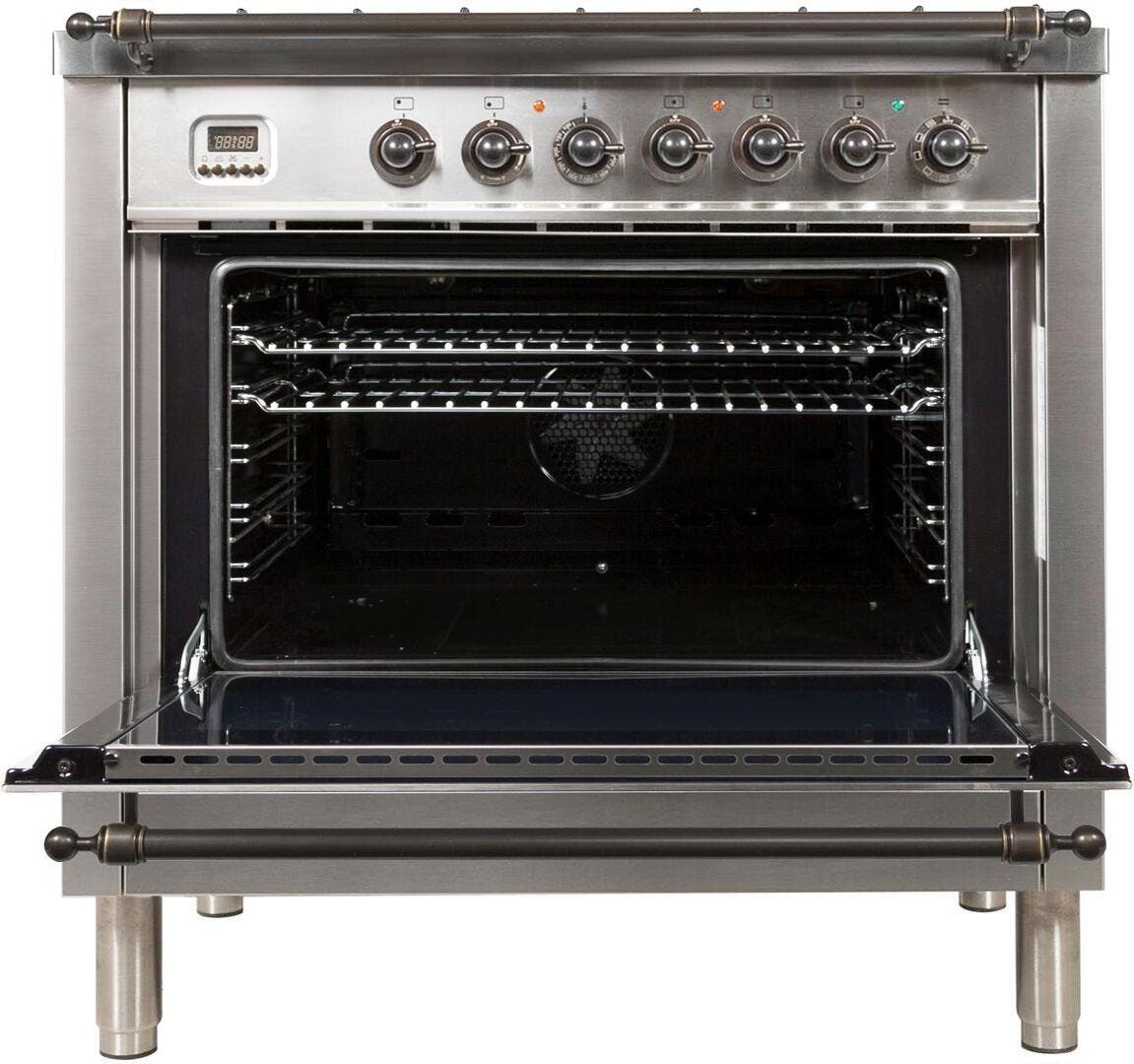 Ilve UPN90FDMPIYLP Liquid Propane In Stainless Steel W/ Bronze Trim