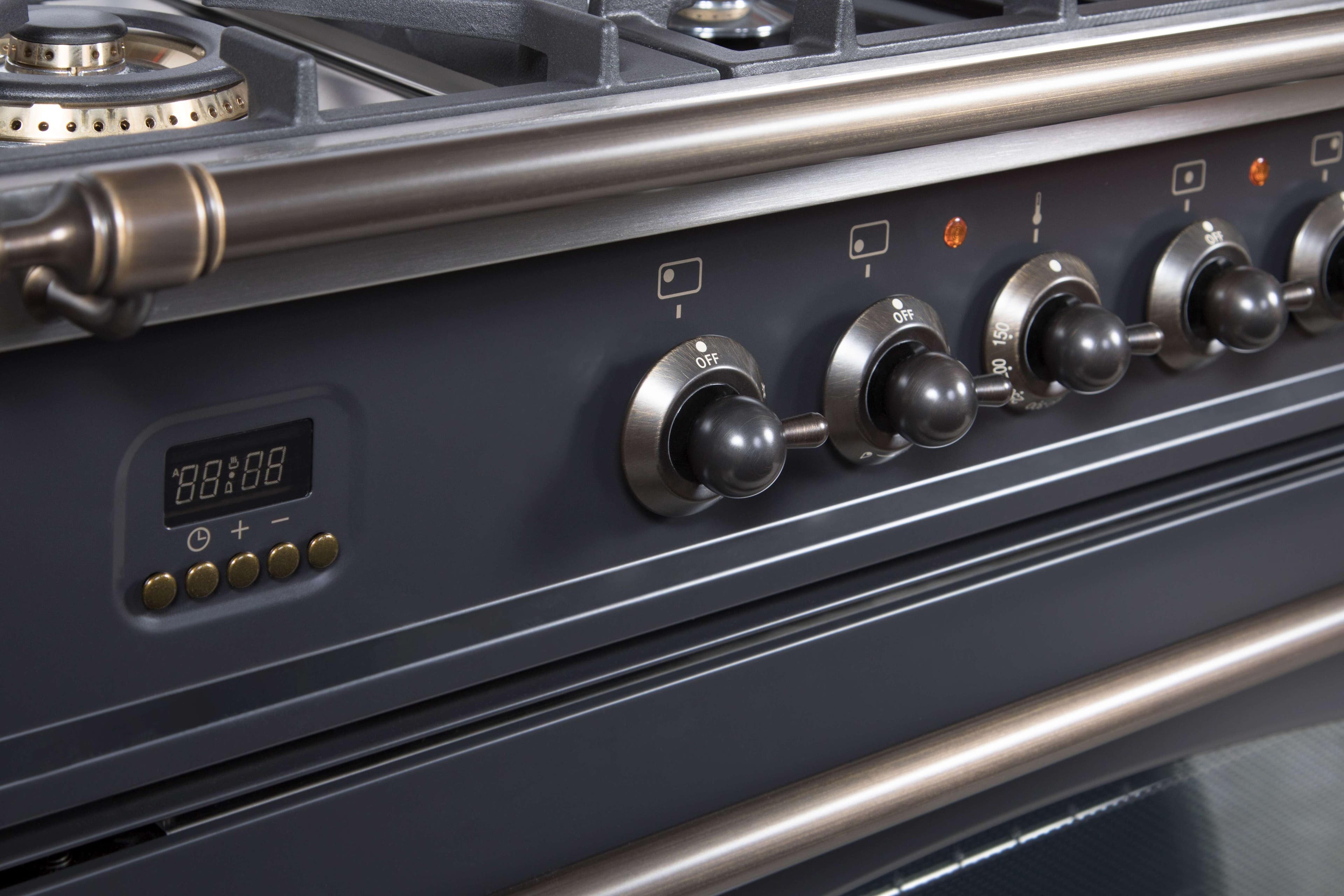 Ilve UPN90FDMPMY Natural Gas In Matte Graphite W/ Bronze Trim