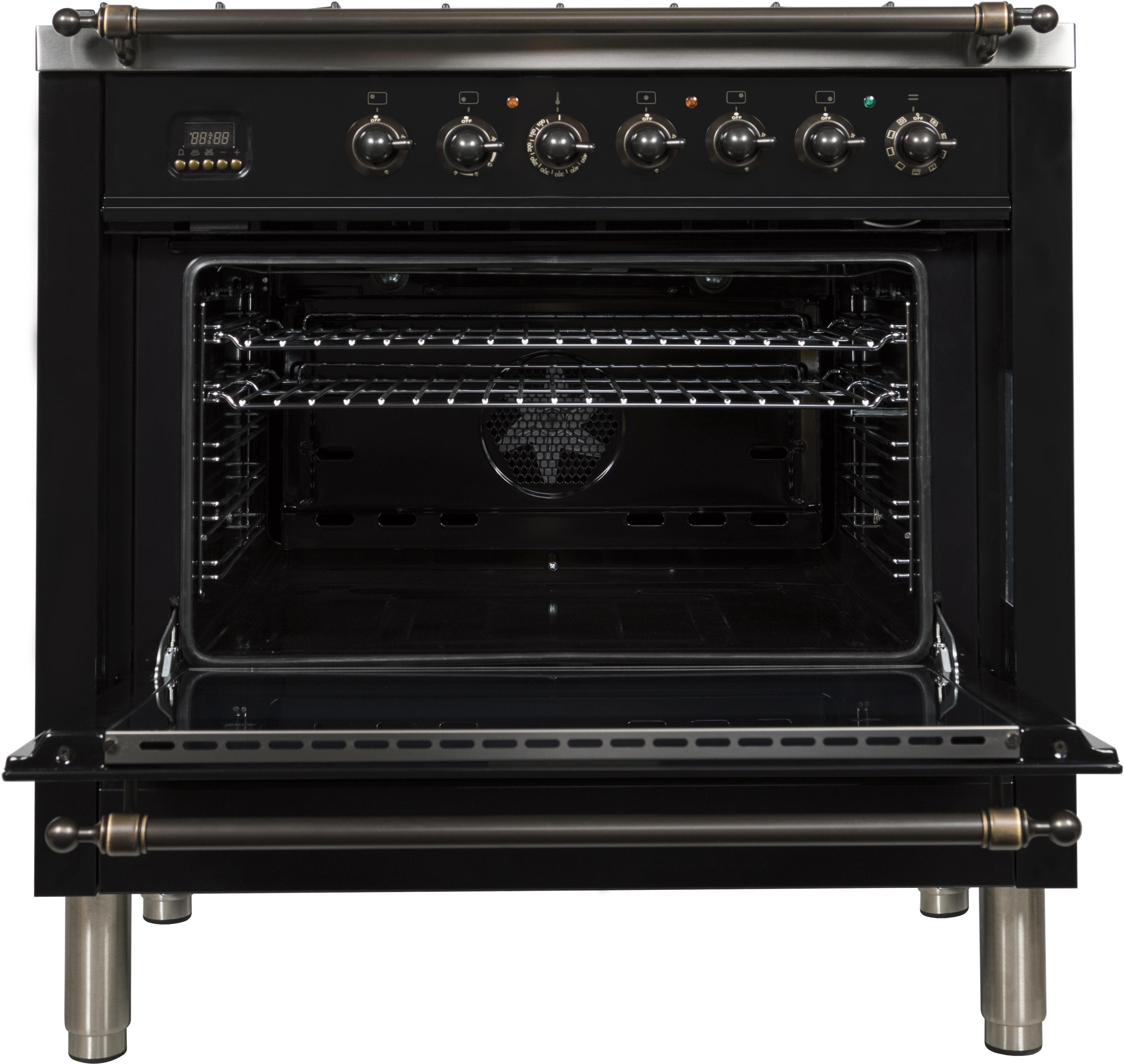 Ilve UPN90FDMPNYLP Liquid Propane In Glossy Black W/ Bronze Trim