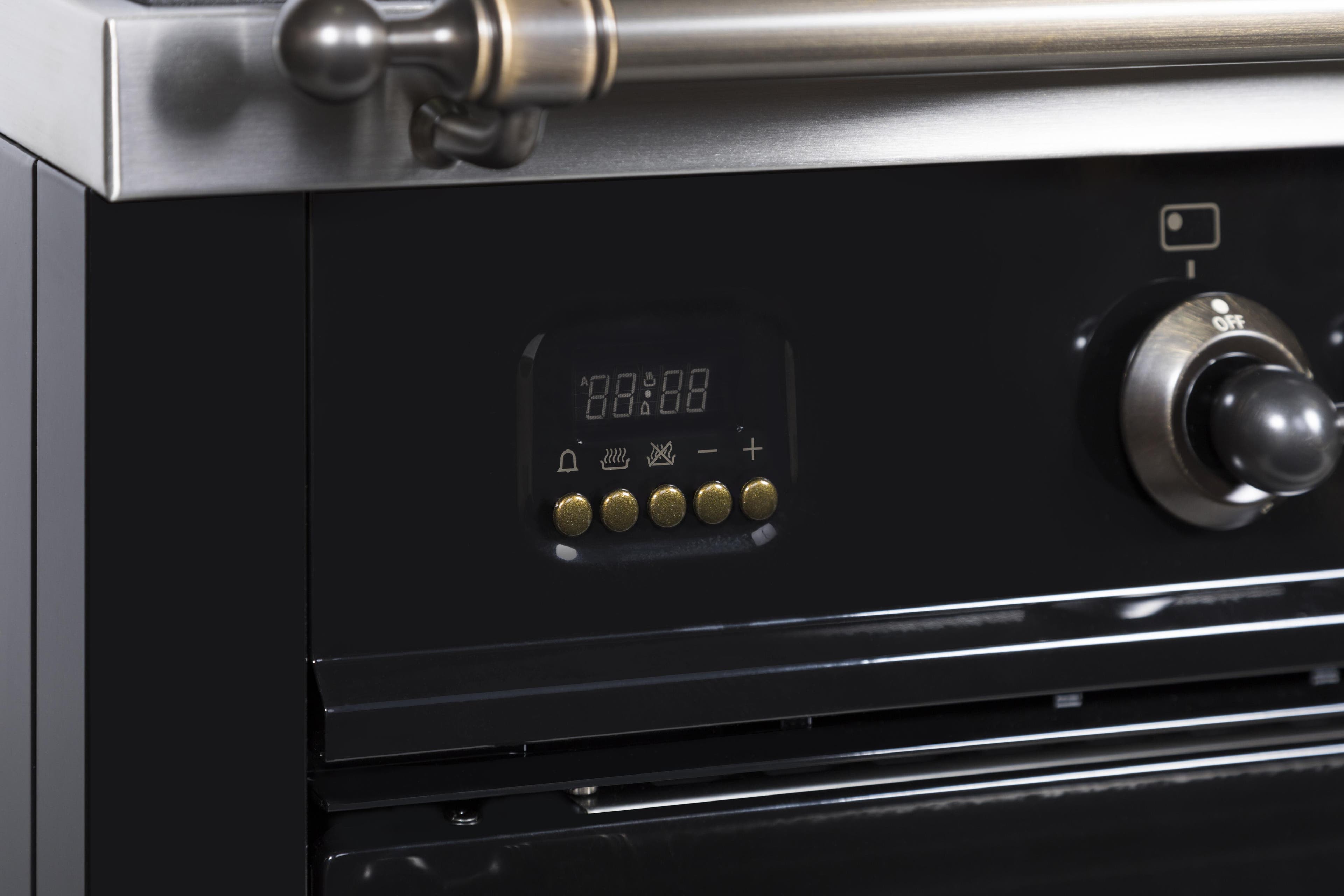Ilve UPN90FDMPNYLP Liquid Propane In Glossy Black W/ Bronze Trim