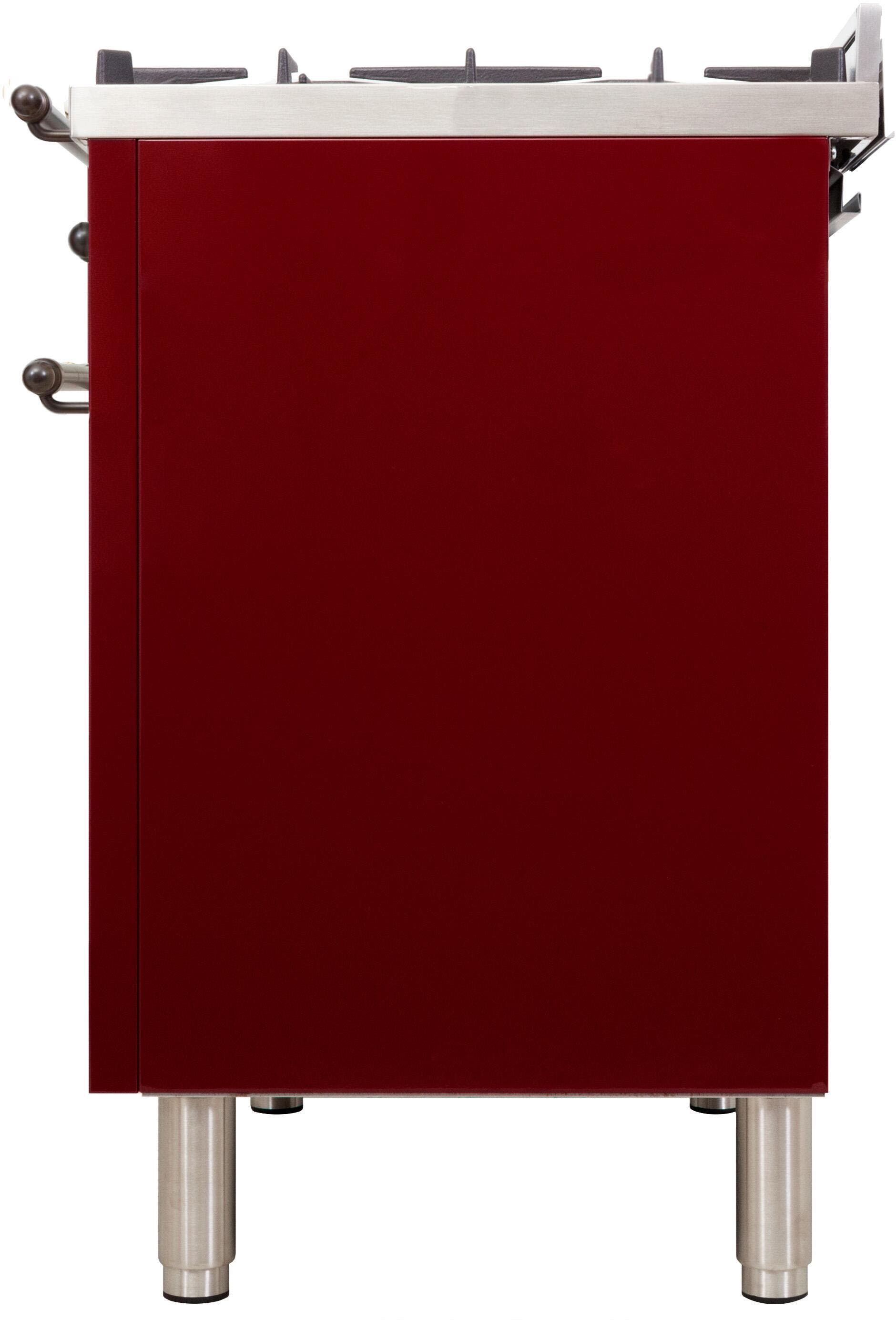 Ilve UPN90FDMPRBY Natural Gas In Burgundy W/ Bronze Trim