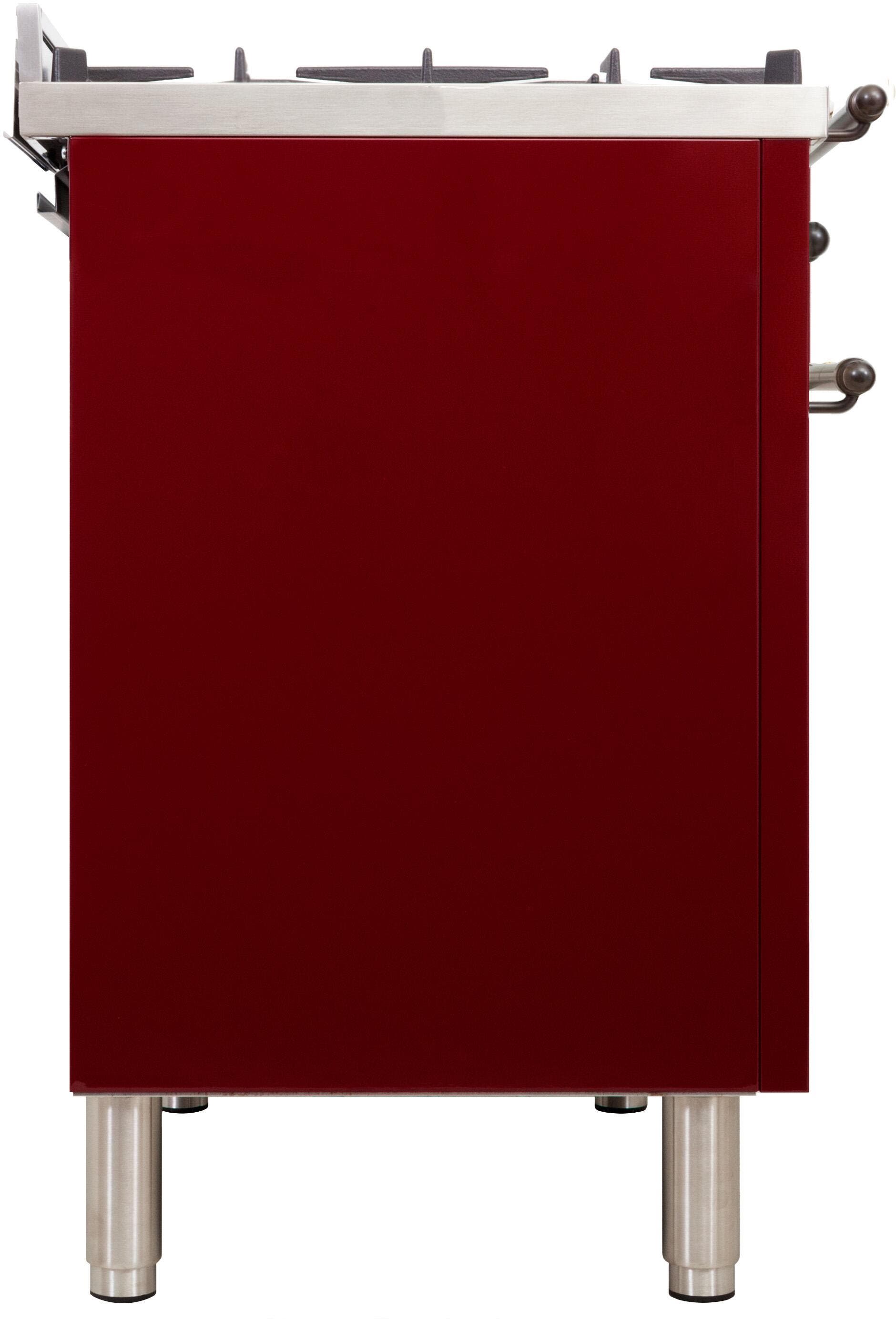 Ilve UPN90FDMPRBY Natural Gas In Burgundy W/ Bronze Trim