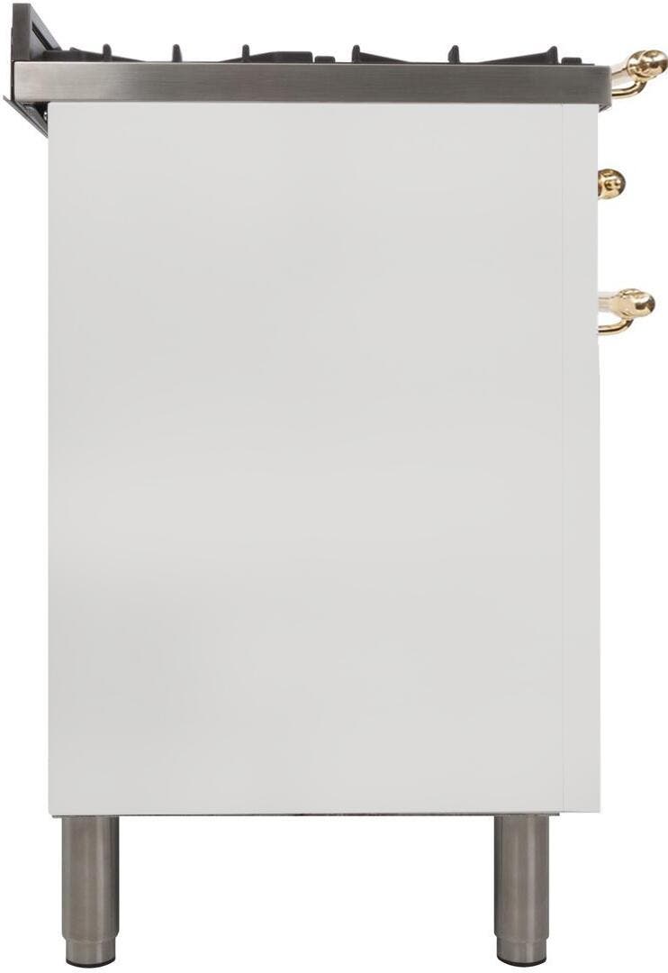 Ilve UPN90FDVGGBLP Liquid Propane In White W/ Brass Trim