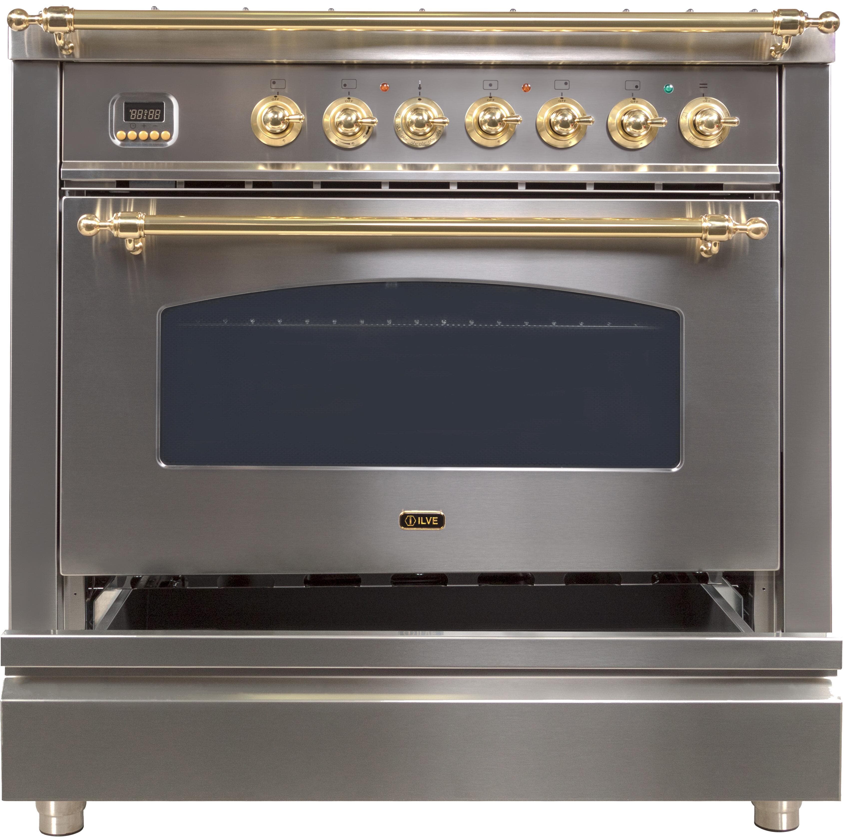 Ilve UPN90FDVGGILP Liquid Propane In Stainless Steel W/ Brass Trim