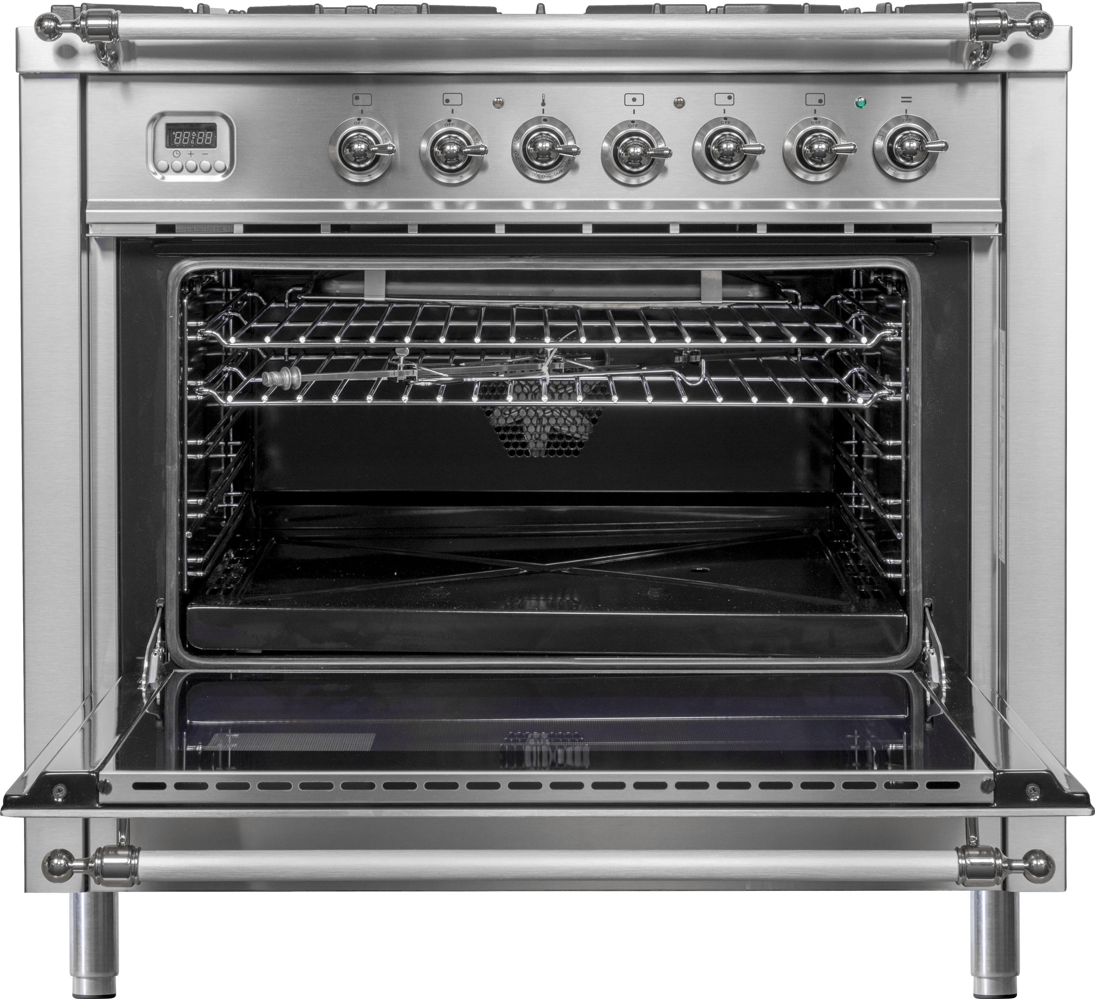 Ilve UPN90FDVGGIXLP Liquid Propane In Stainless Steel W/ Chrome Trim