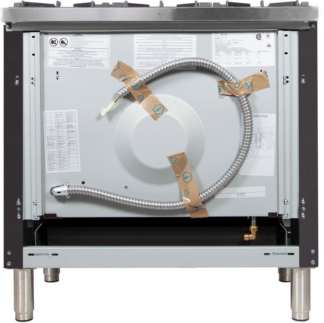 Ilve UPN90FDVGGMLP Liquid Propane In Matte Graphite W/ Brass Trim