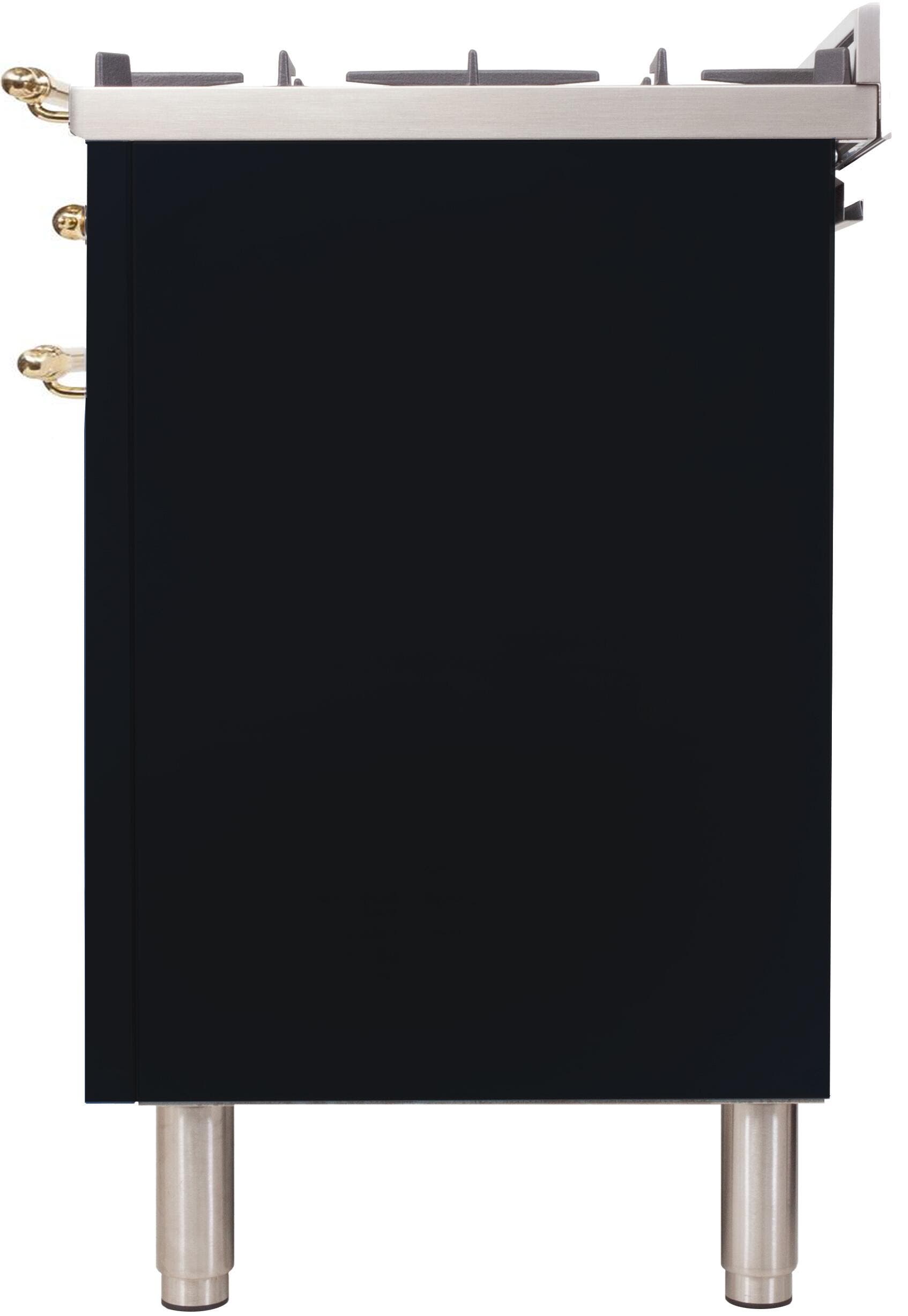 Ilve UPN90FDVGGNLP Liquid Propane In Glossy Black W/ Brass Trim
