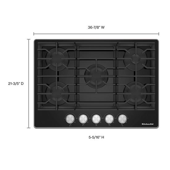 KitchenAid KCGG536PBL 36 Inch Gas Cooktop Black | Plesser's Appliances