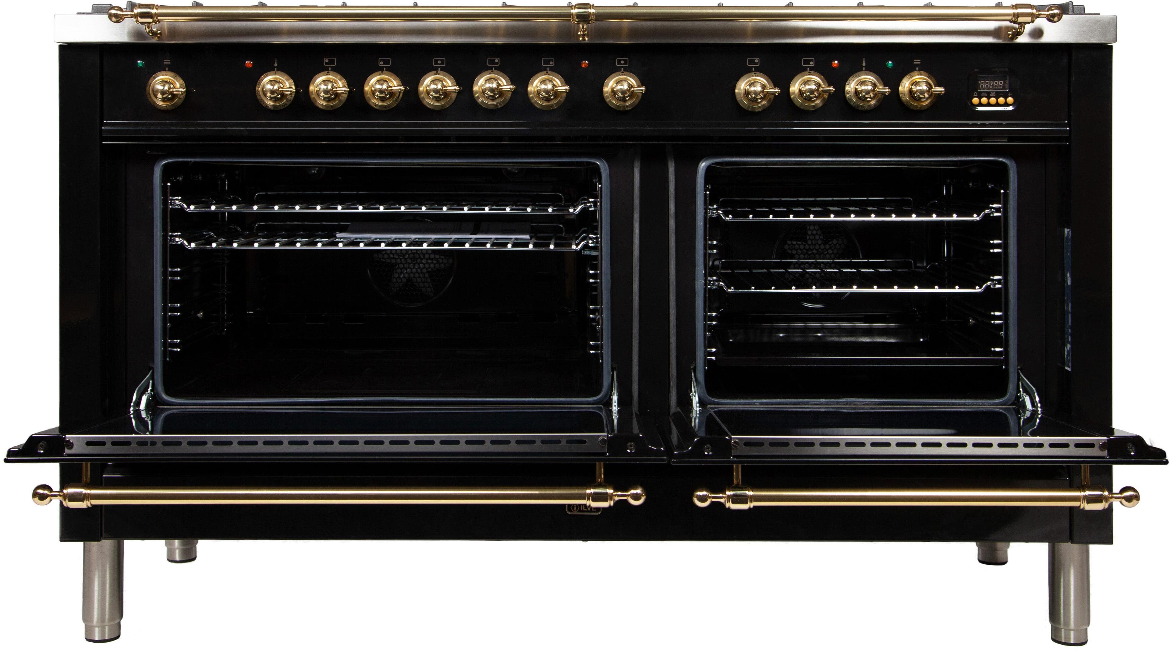 Ilve UPN150FDMPNLP Liquid Propane In Glossy Black W/ Brass Trim