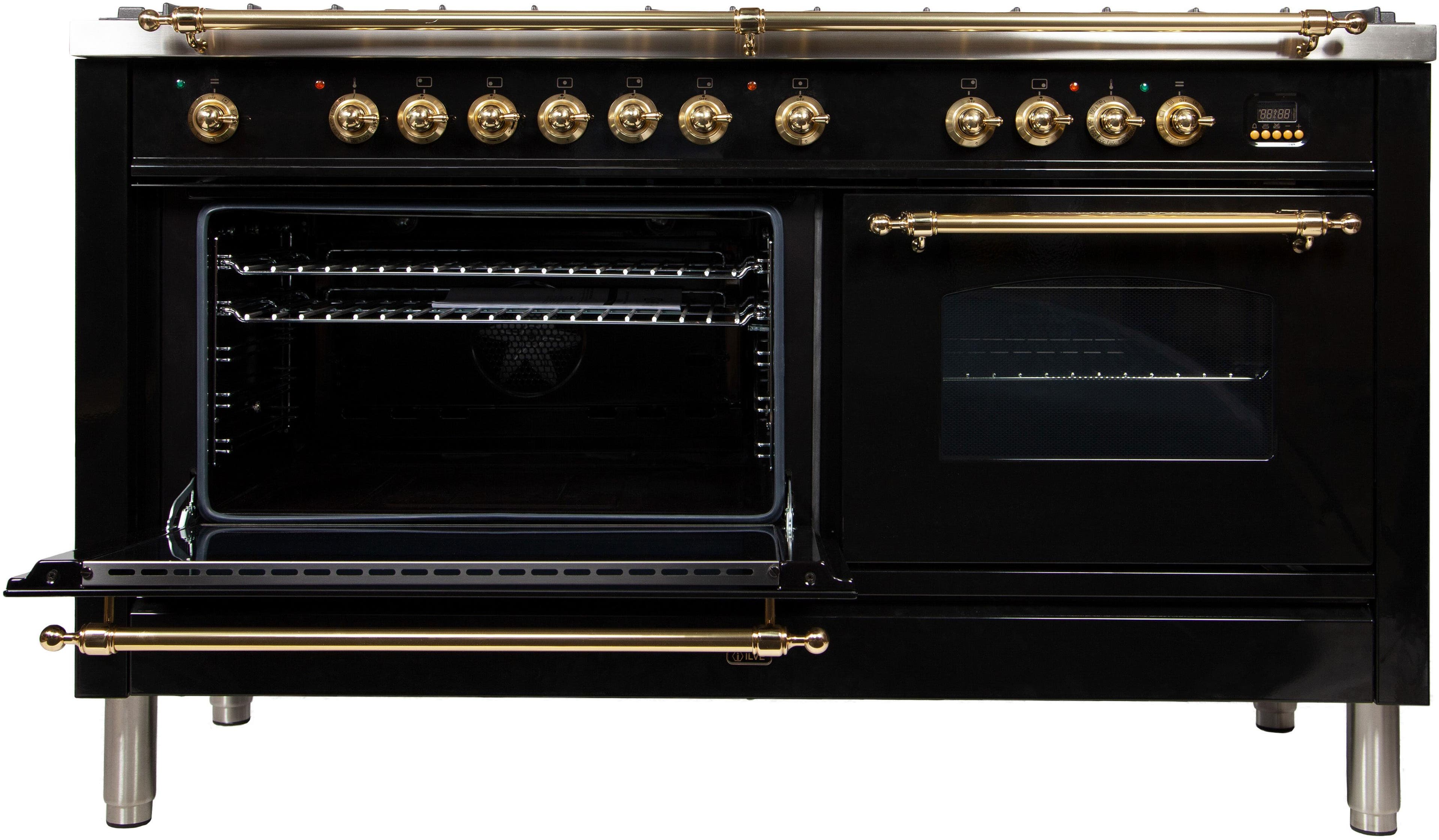 Ilve UPN150FDMPNLP Liquid Propane In Glossy Black W/ Brass Trim