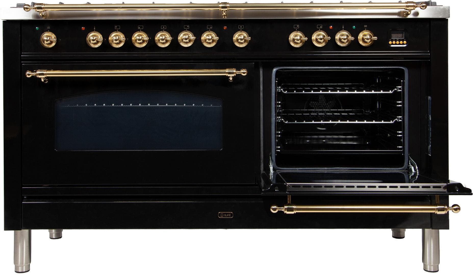 Ilve UPN150FDMPNLP Liquid Propane In Glossy Black W/ Brass Trim