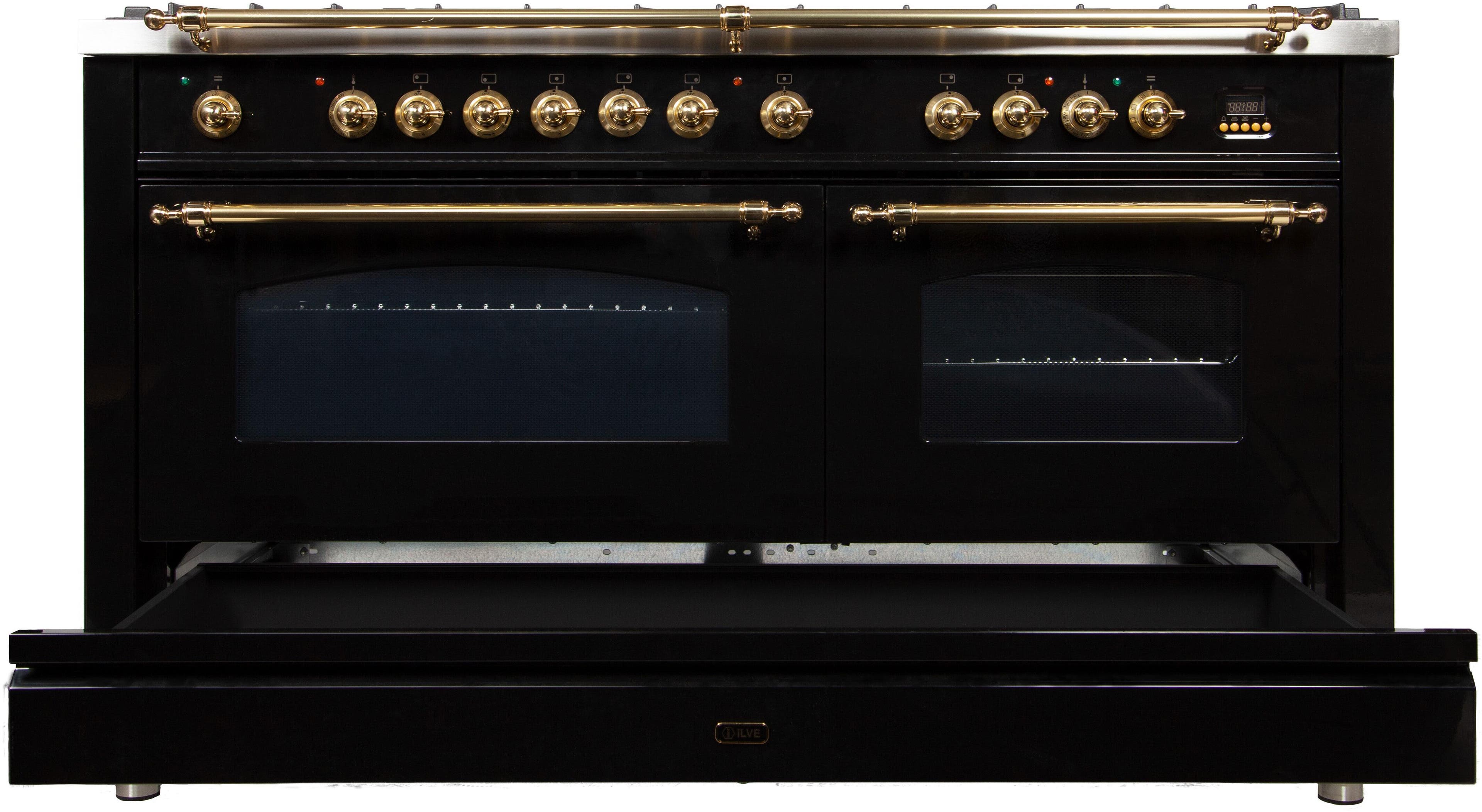 Ilve UPN150FDMPNLP Liquid Propane In Glossy Black W/ Brass Trim