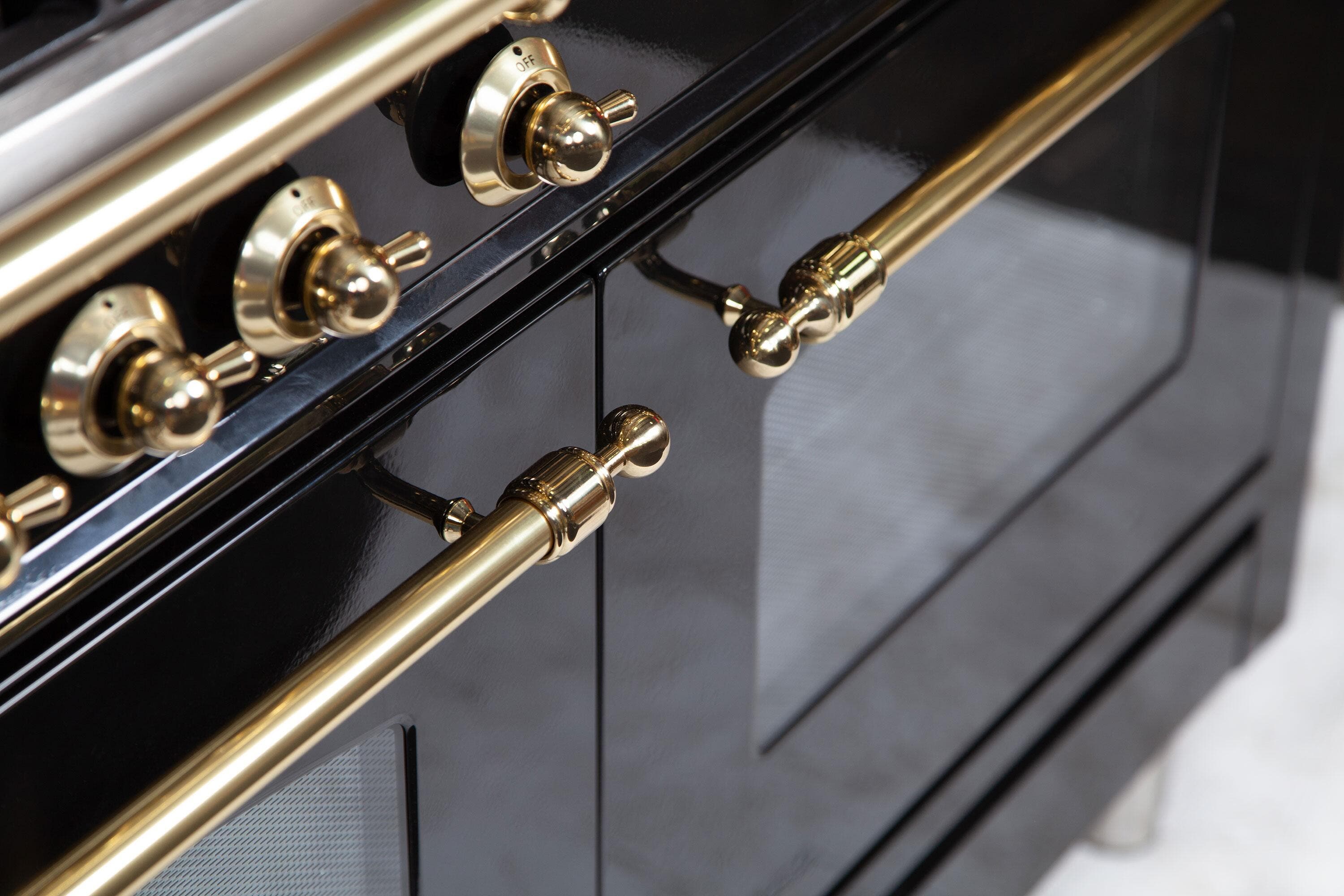 Ilve UPN150FDMPNLP Liquid Propane In Glossy Black W/ Brass Trim