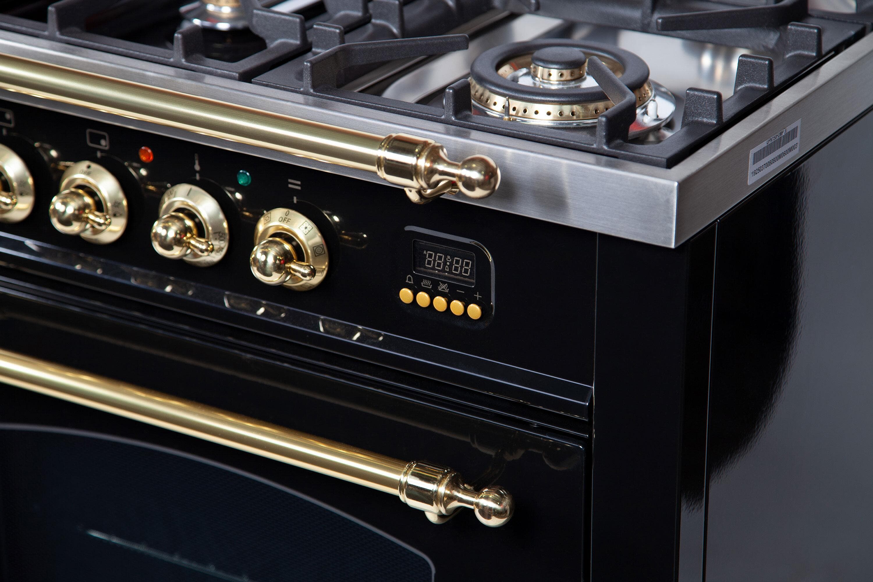 Ilve UPN150FDMPNLP Liquid Propane In Glossy Black W/ Brass Trim