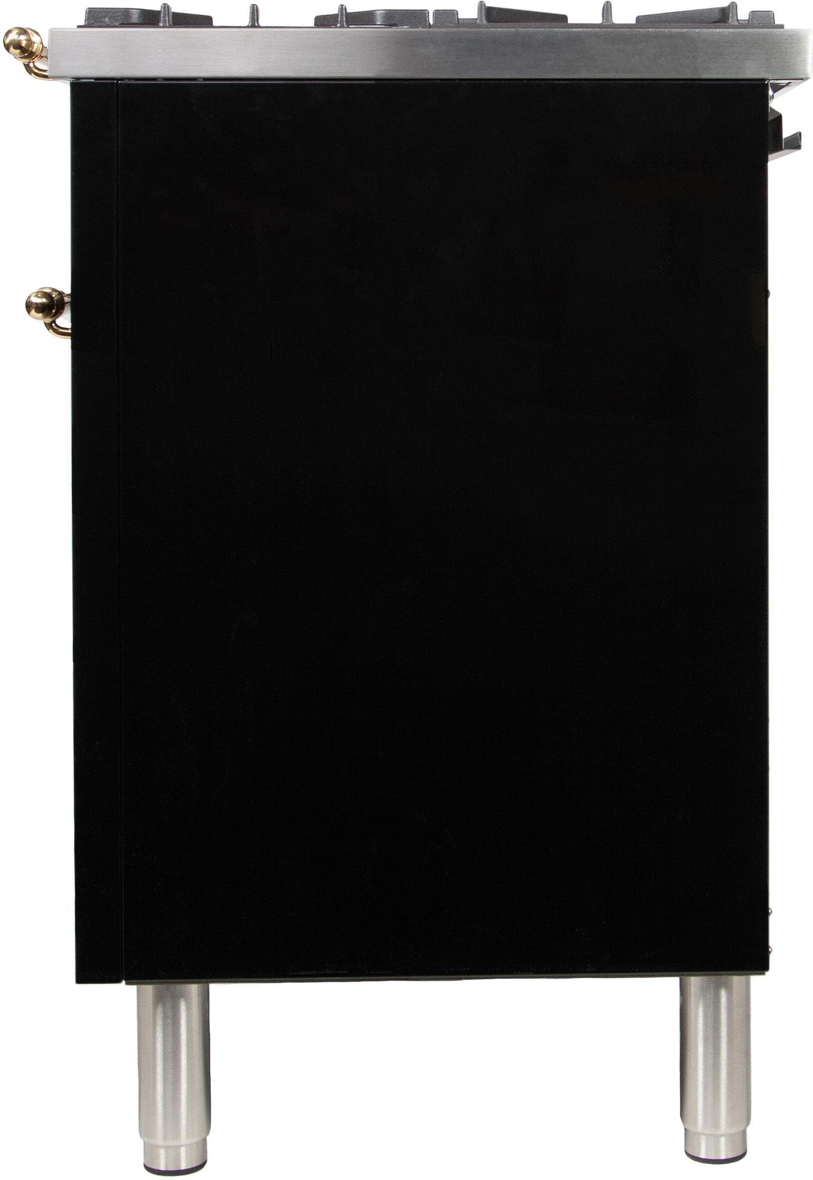 Ilve UPN150FDMPNLP Liquid Propane In Glossy Black W/ Brass Trim