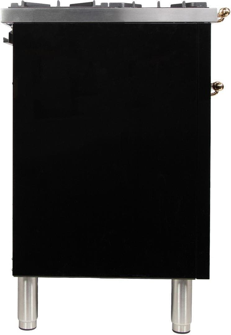 Ilve UPN150FDMPNLP Liquid Propane In Glossy Black W/ Brass Trim