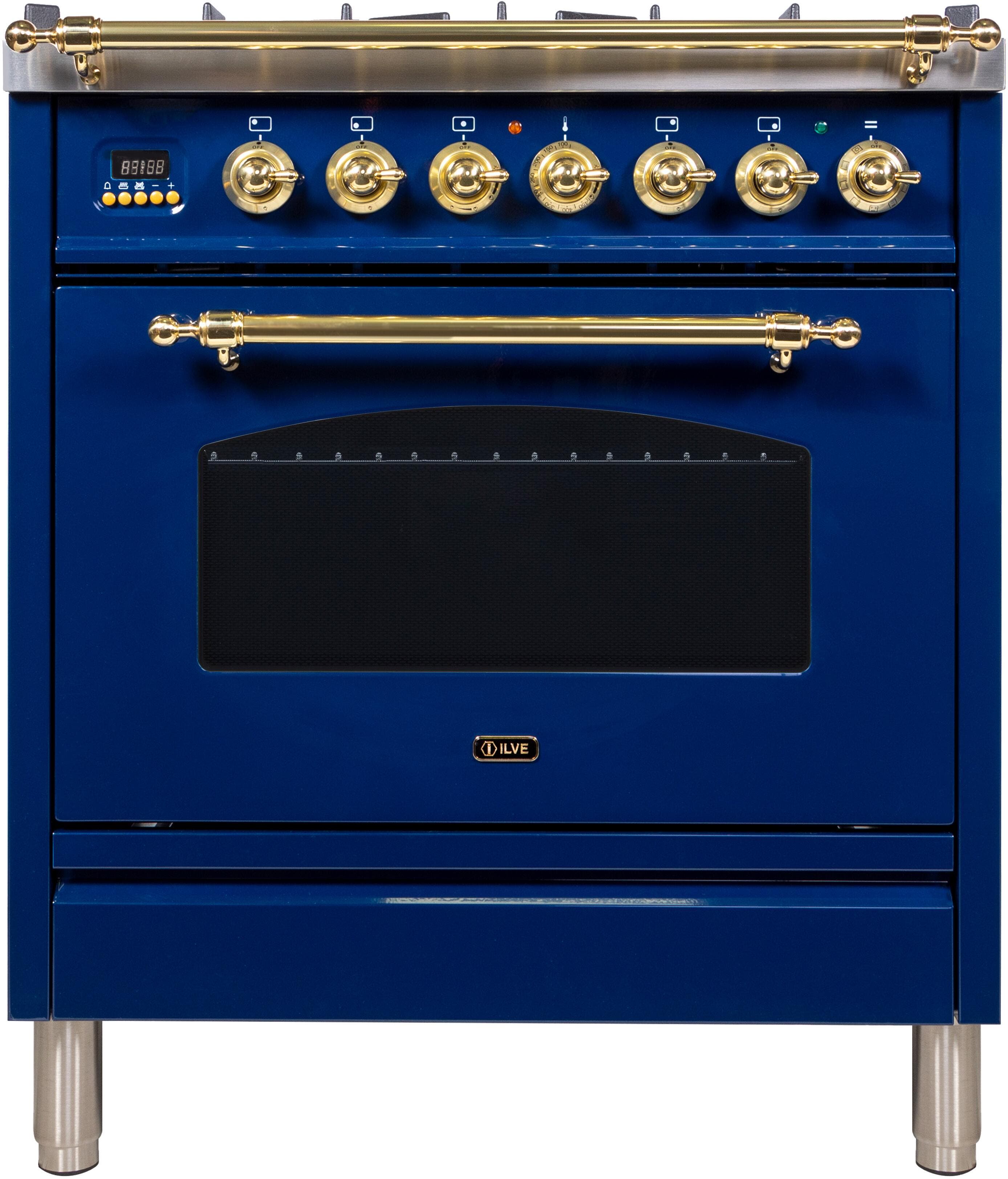Ilve UPN76DMPBLLP Liquid Propane In Midnight Blue W/ Brass Trim