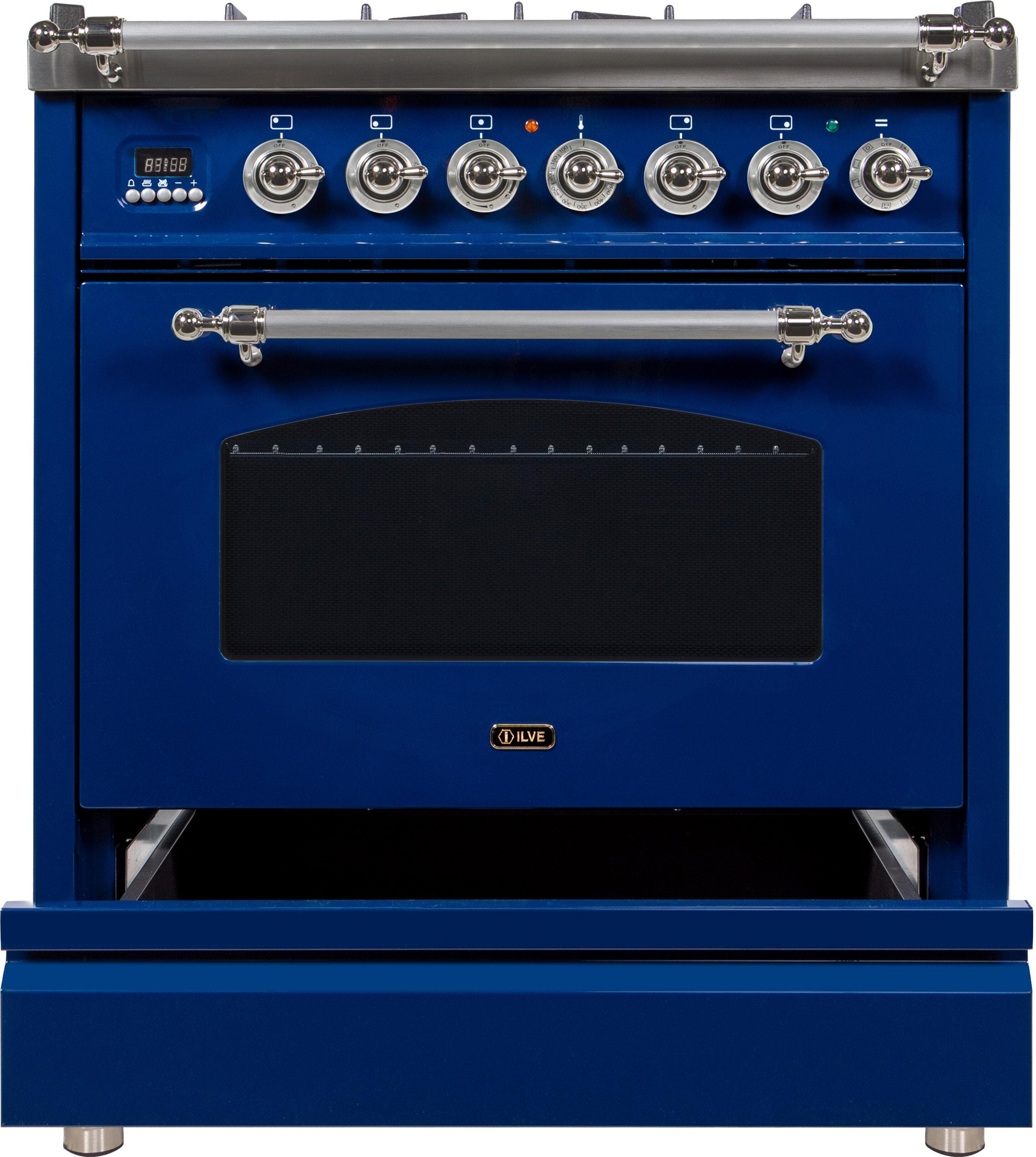 Ilve UPN76DMPBLXLP Liquid Propane In Midnight Blue W/ Chrome Trim