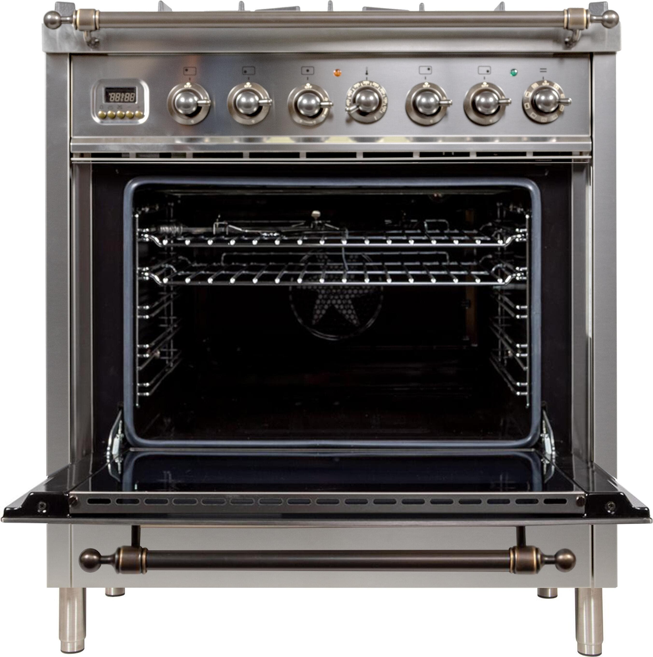 Ilve UPN76DMPIYLP Liquid Propane In Stainless Steel W/ Bronze Trim