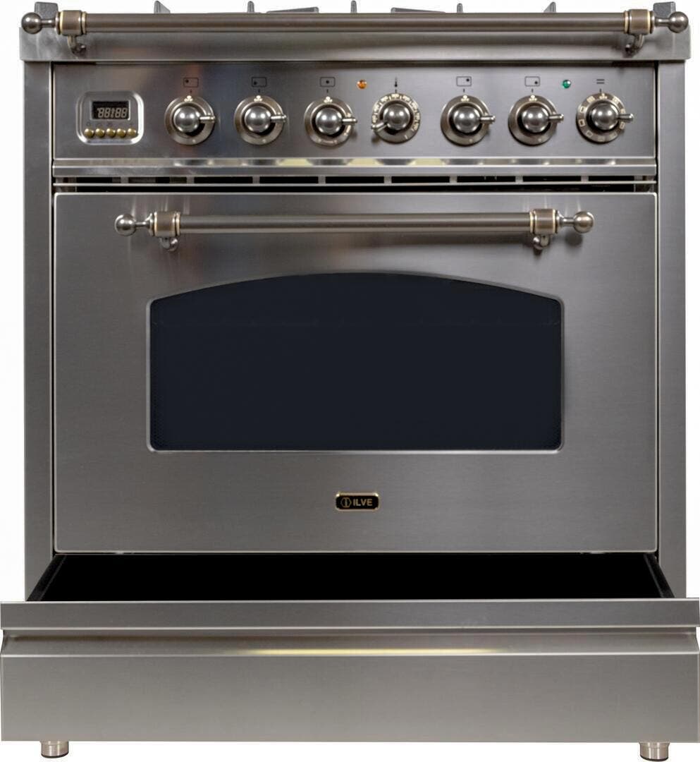 Ilve UPN76DMPIYLP Liquid Propane In Stainless Steel W/ Bronze Trim