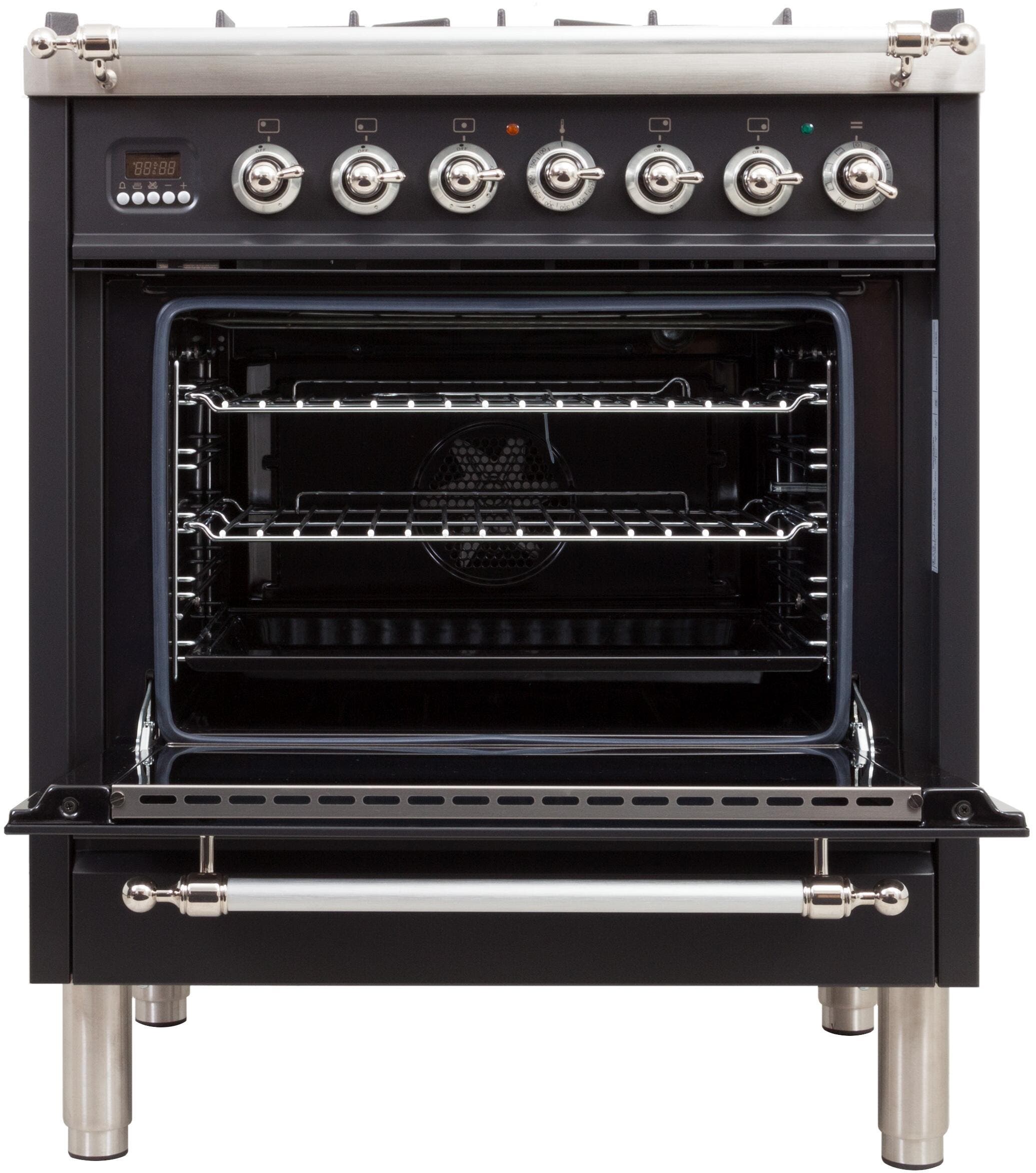 Ilve UPN76DMPMXLP Liquid Propane In Matte Graphite W/ Chrome Trim