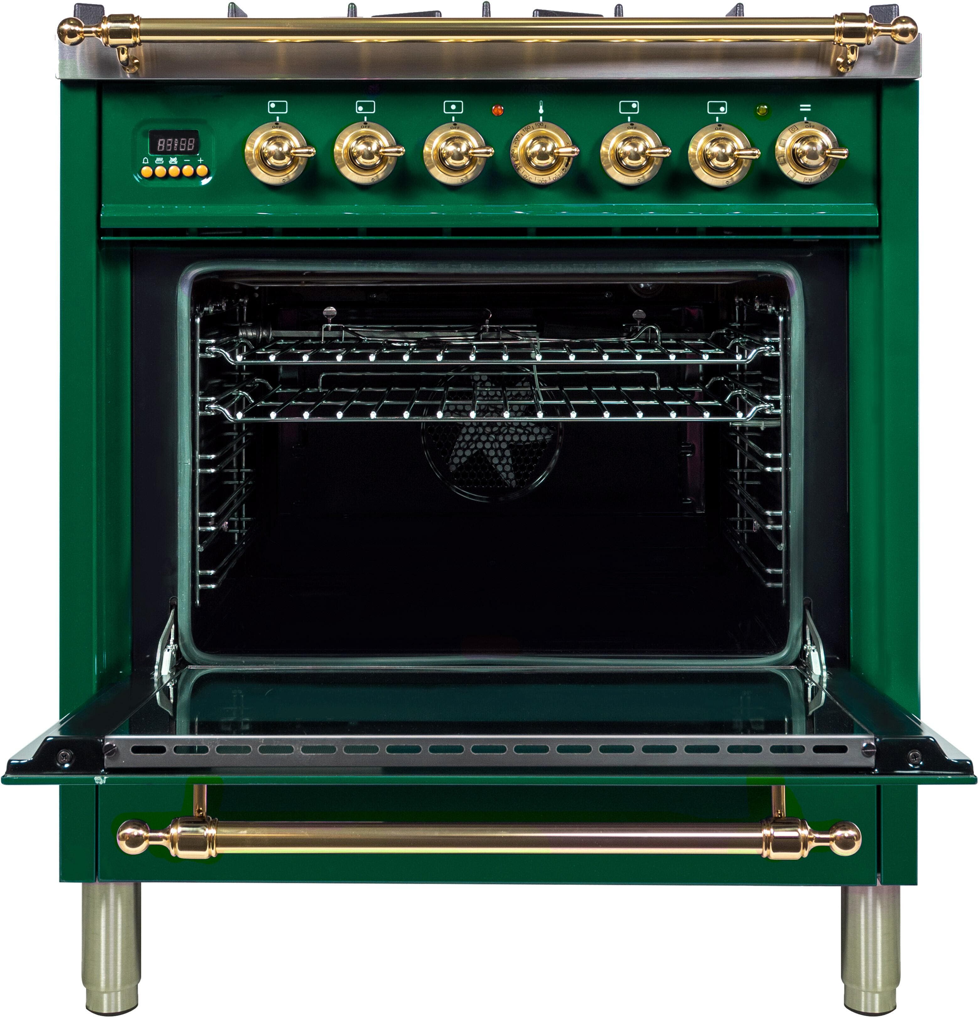Ilve UPN76DMPVSLP Liquid Propane In Emerald Green W/ Brass Trim