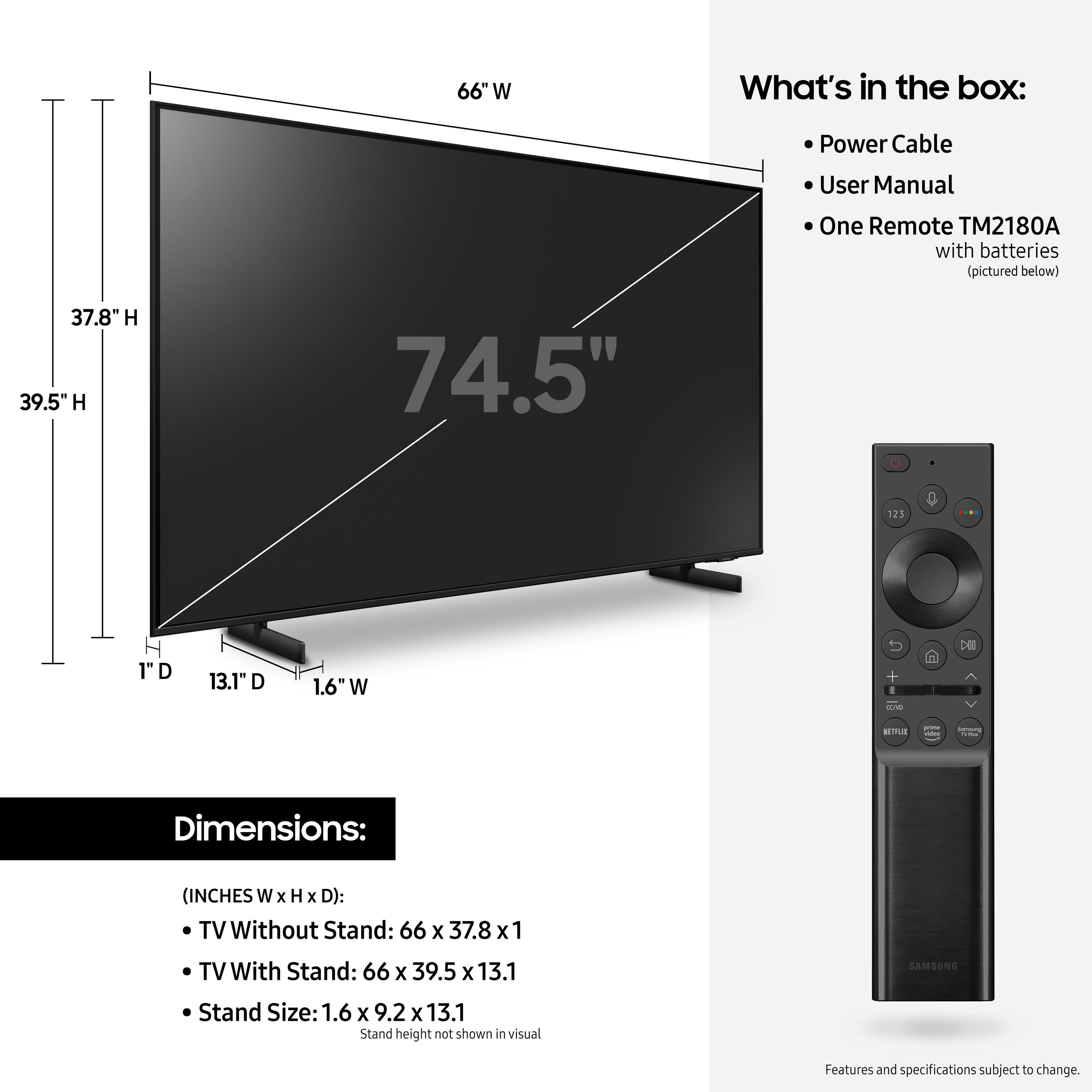 Samsung Electronics UN75AU8000FXZA 75 Inch