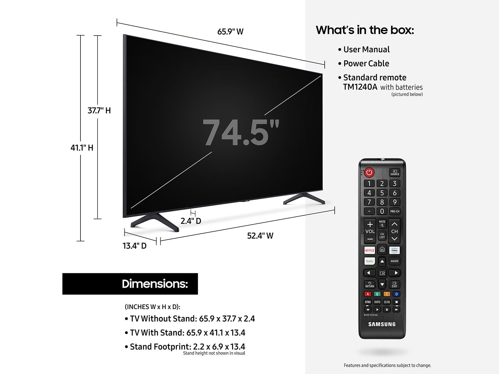 Samsung Electronics UN75TU7000FXZA 75 Inch