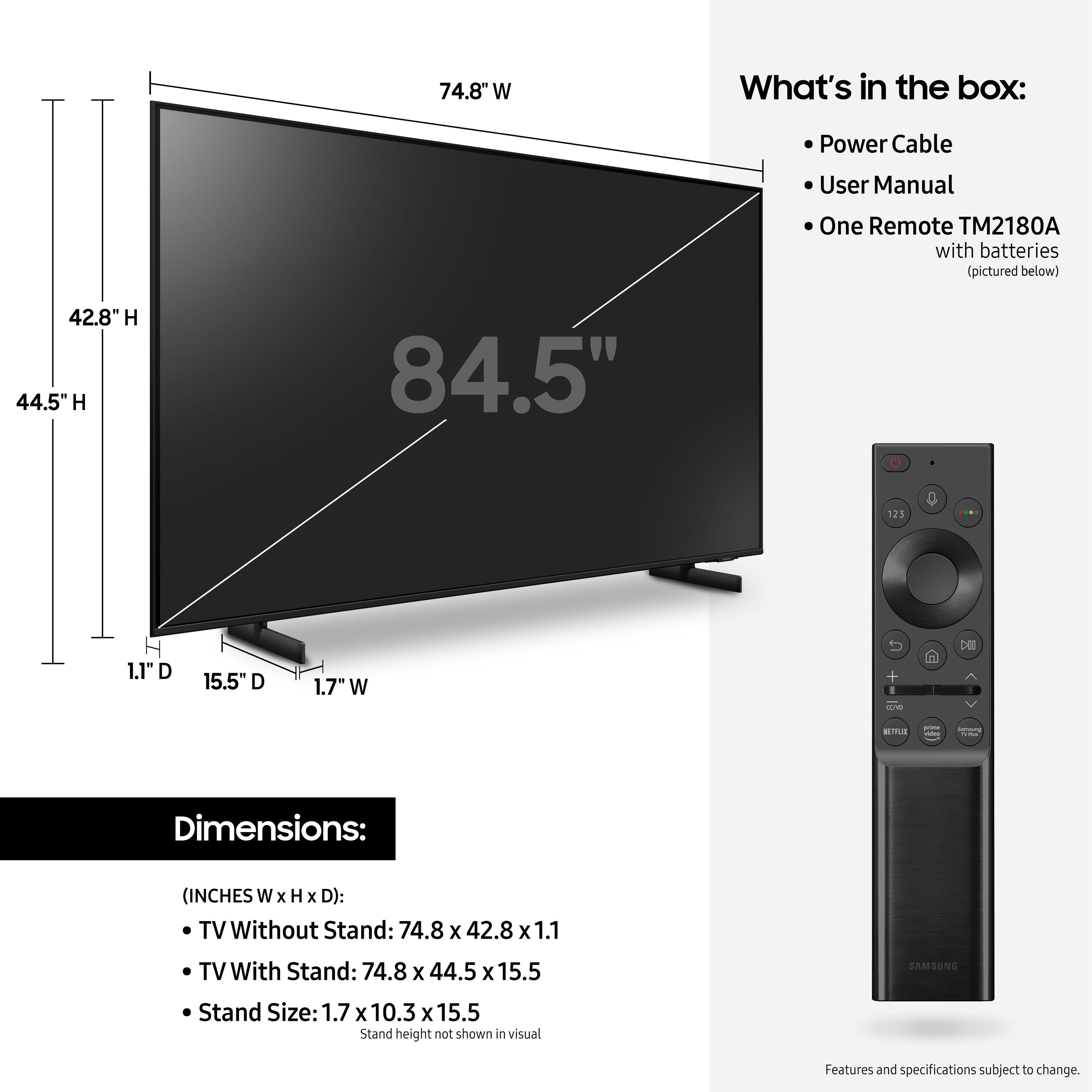 Samsung Electronics UN85AU8000FXZA 85 Inch