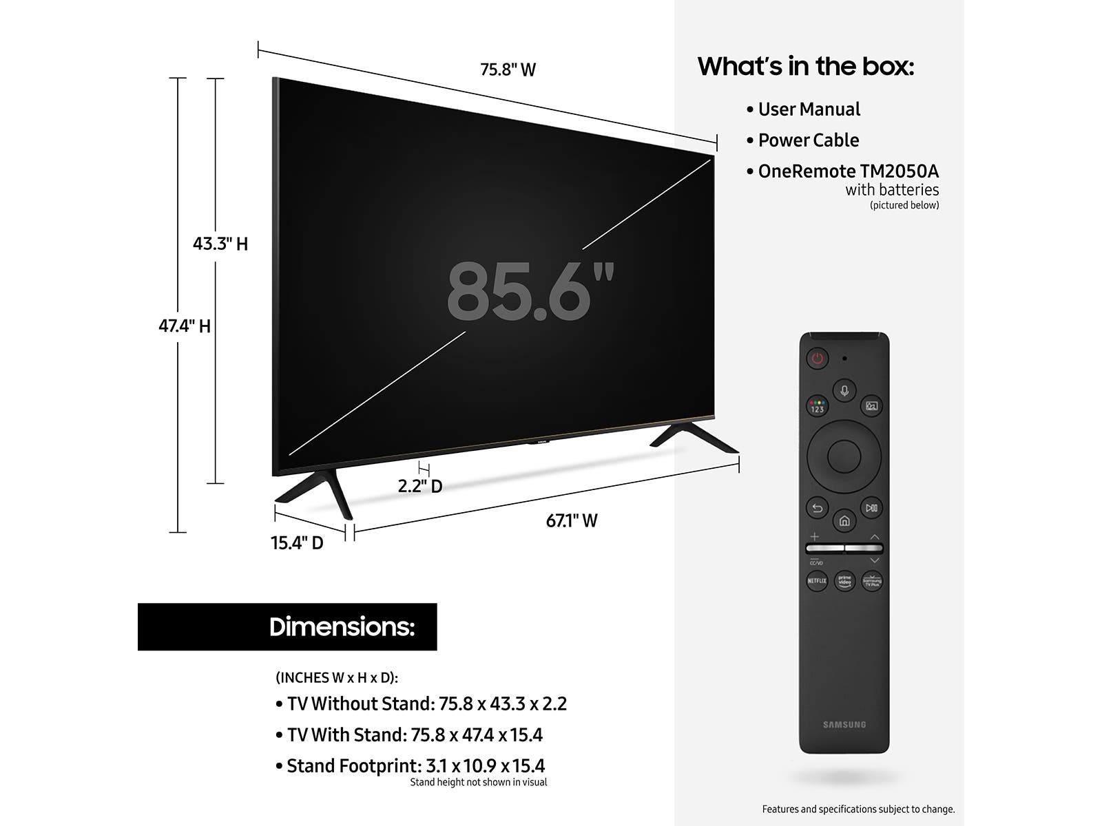 Samsung Electronics UN86TU9010FXZA 86"