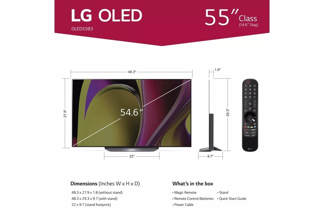 LG Electronics OLED55B3PUA 4K UHD 120 Hz Smart OLED TV