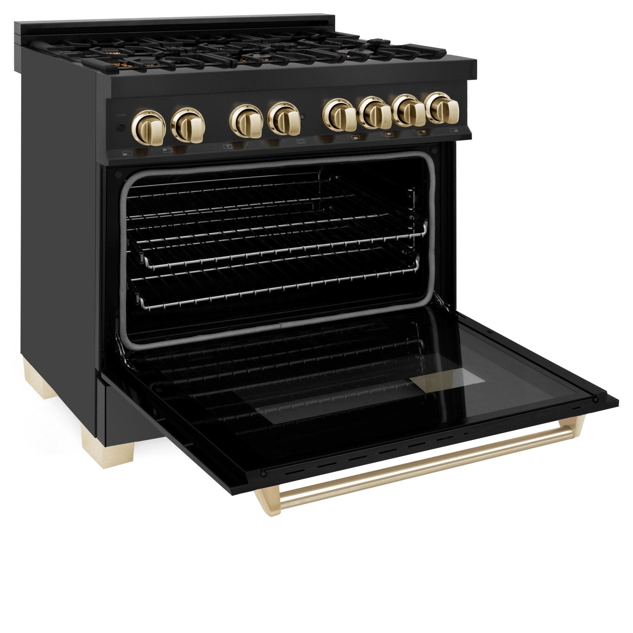 Zline RABZ36CB Black Stainless Steel with Champagne Bronze Accent...