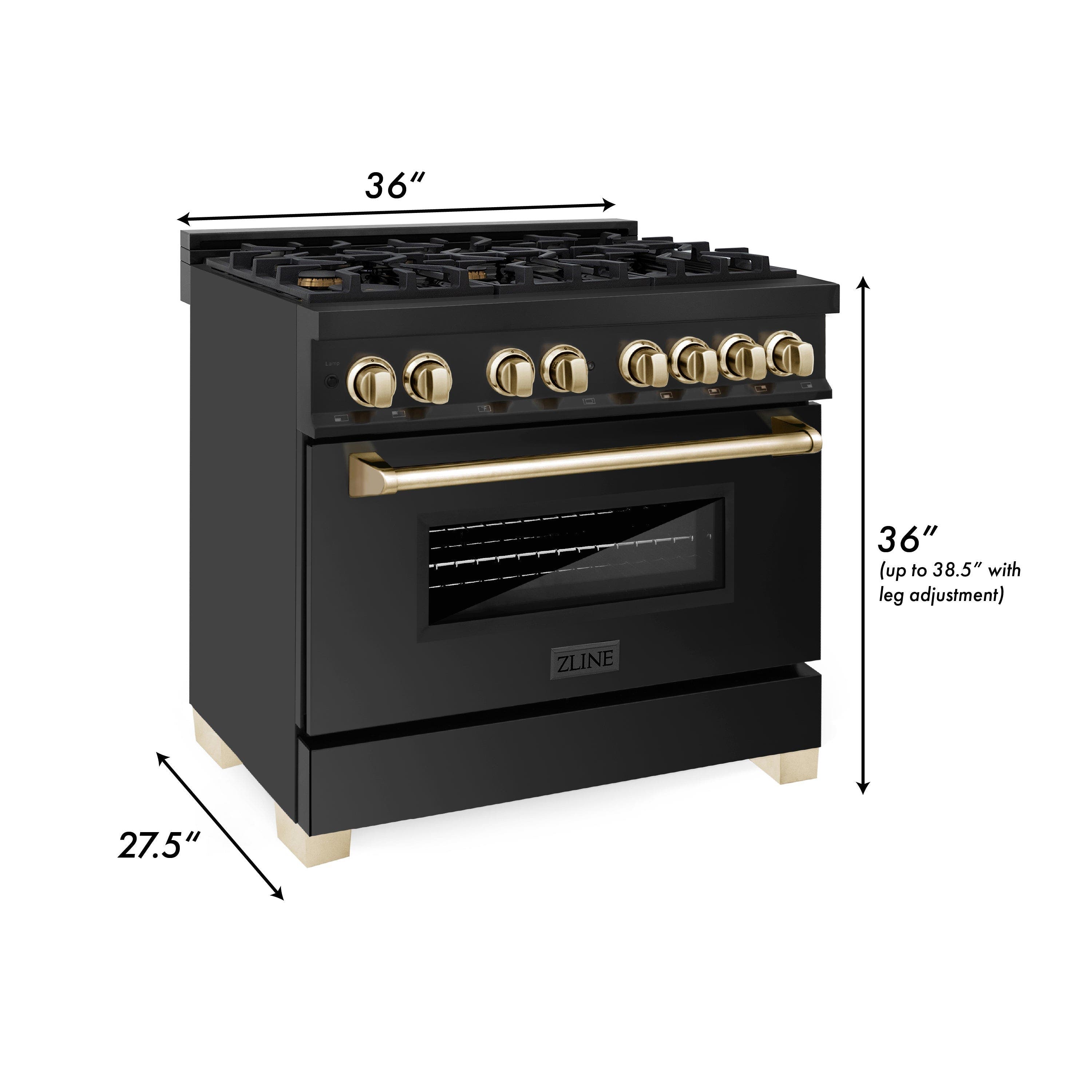 Zline RABZ36CB Black Stainless Steel with Champagne Bronze Accent...