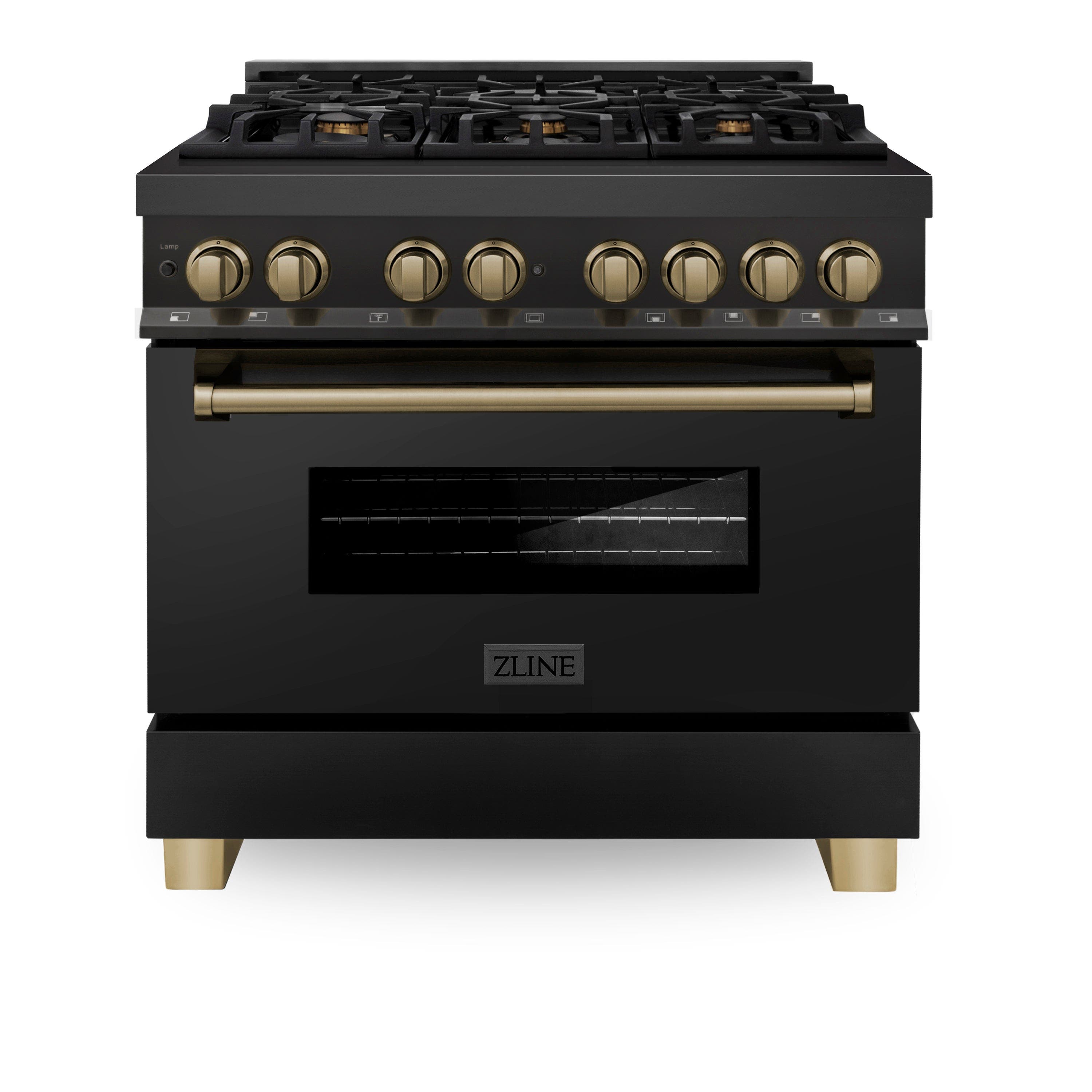 Zline RABZ36CB Black Stainless Steel with Champagne Bronze Accent...