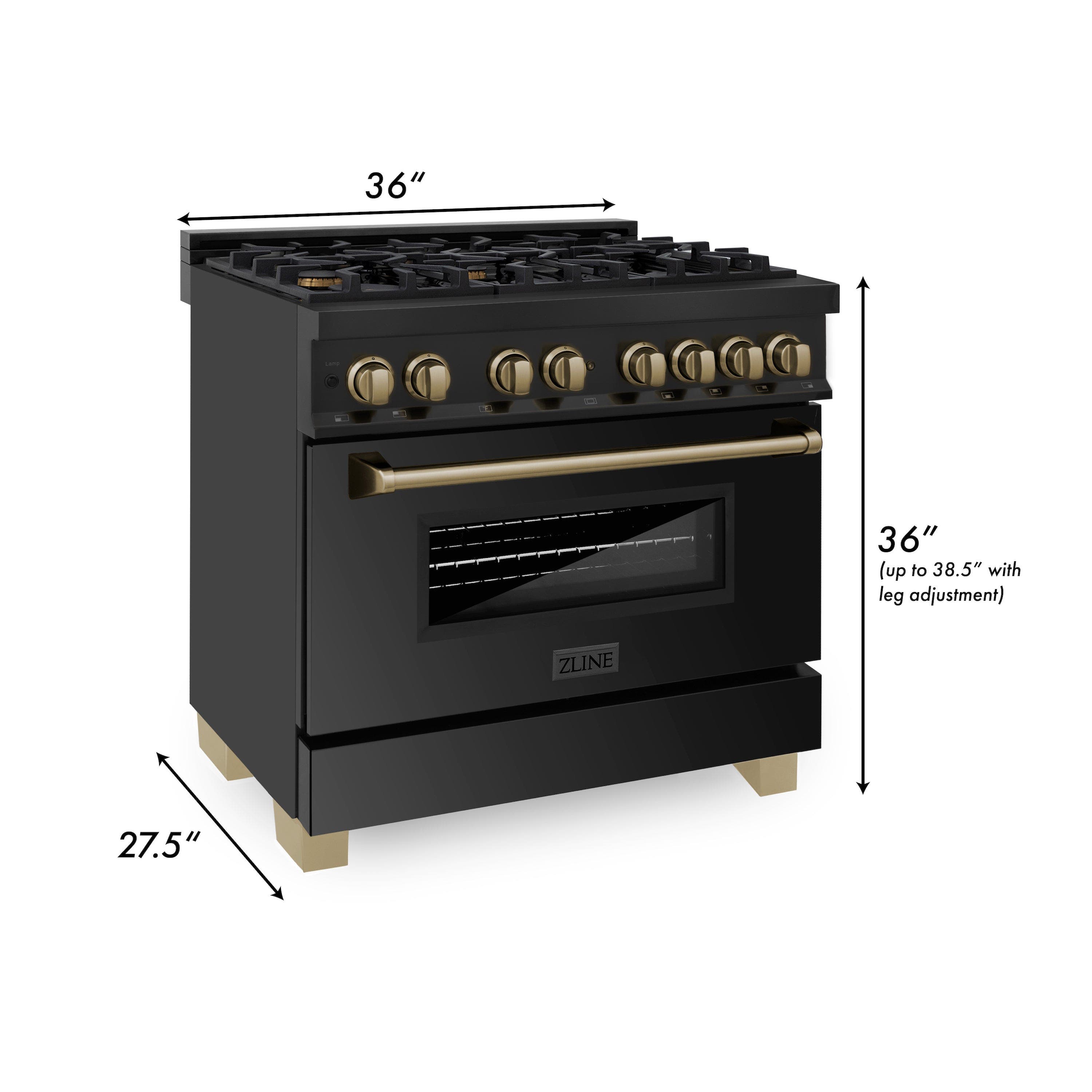 Zline RABZ36CB Black Stainless Steel with Champagne Bronze Accent...