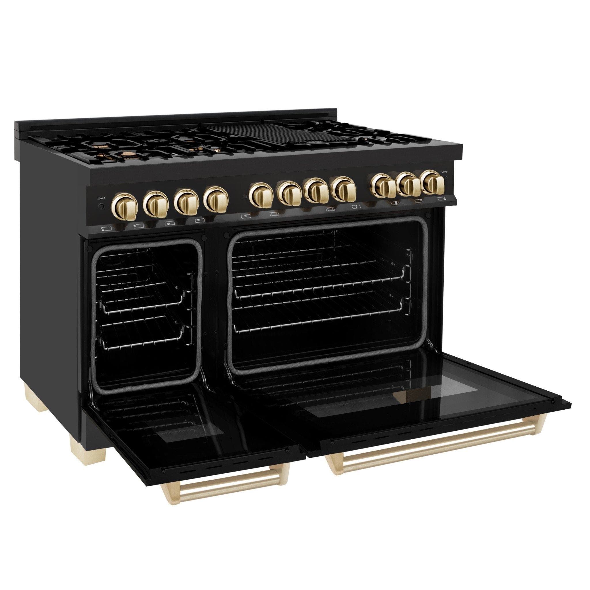 Zline RABZ48CB Black Stainless Steel with Champagne Bronze Accent...