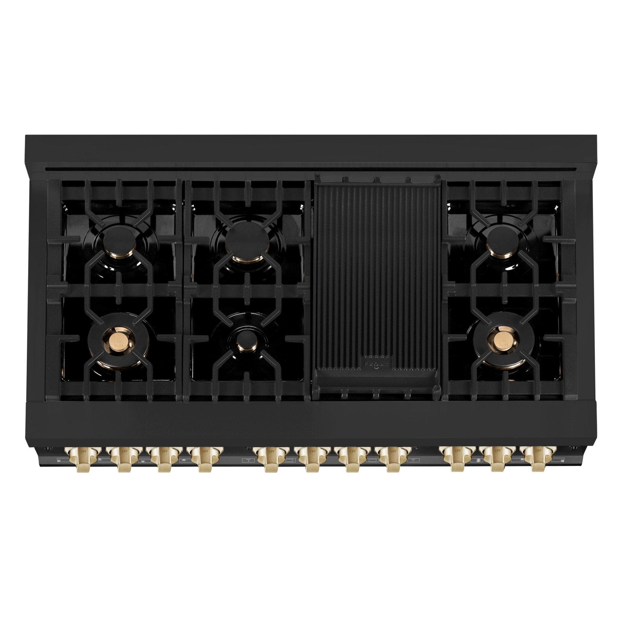 Zline RABZ48CB Black Stainless Steel with Champagne Bronze Accent...