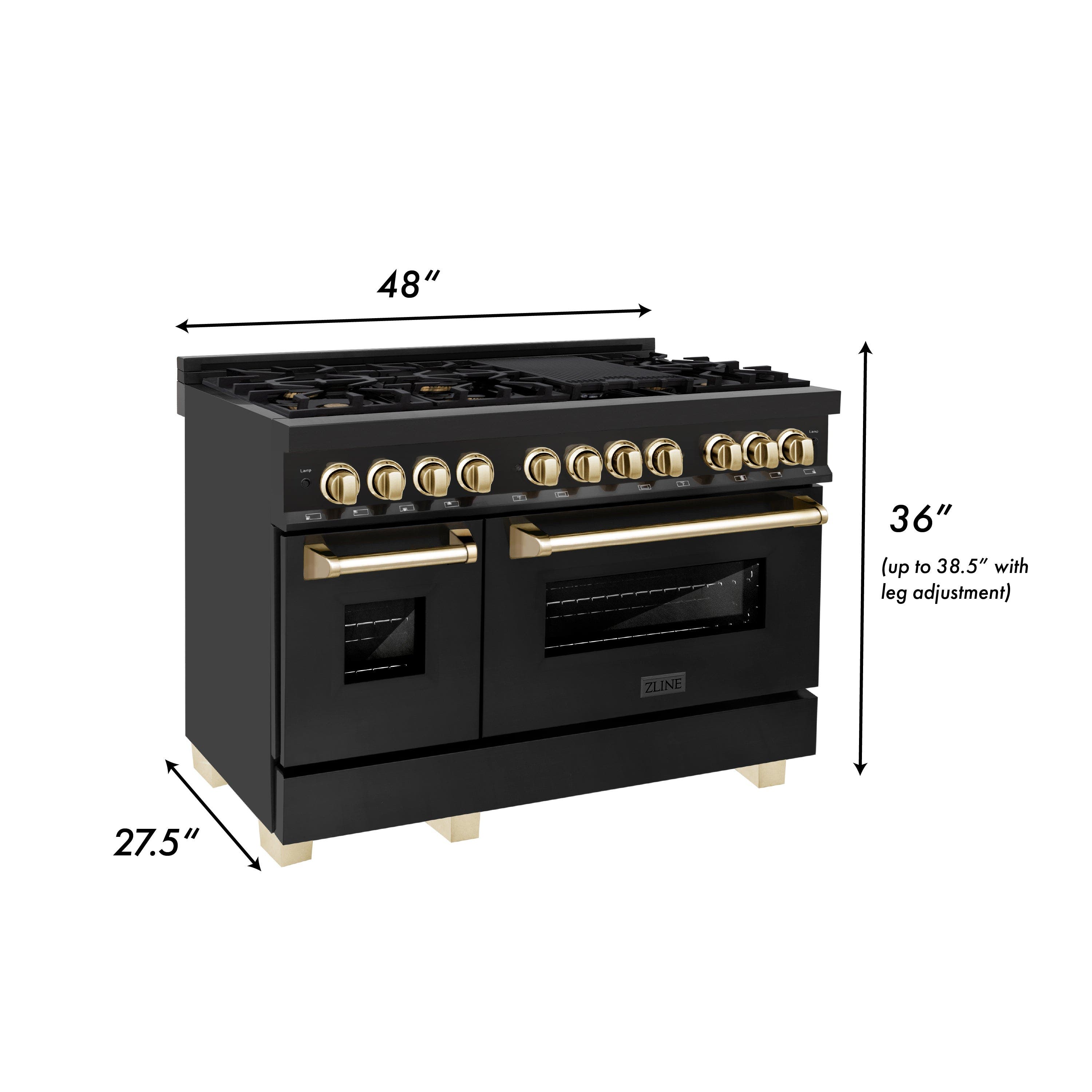 Zline RABZ48CB Black Stainless Steel with Champagne Bronze Accent...
