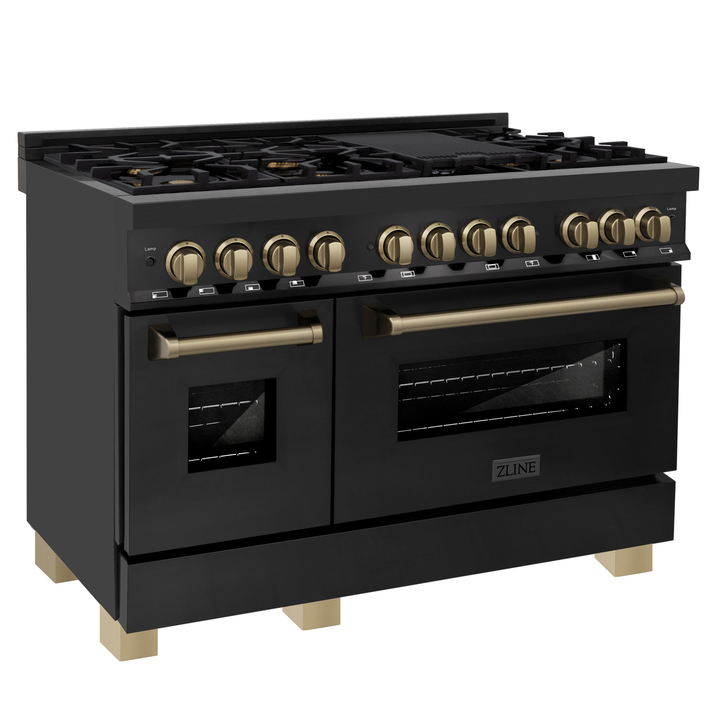 Zline RABZ48CB Black Stainless Steel with Champagne Bronze Accent...