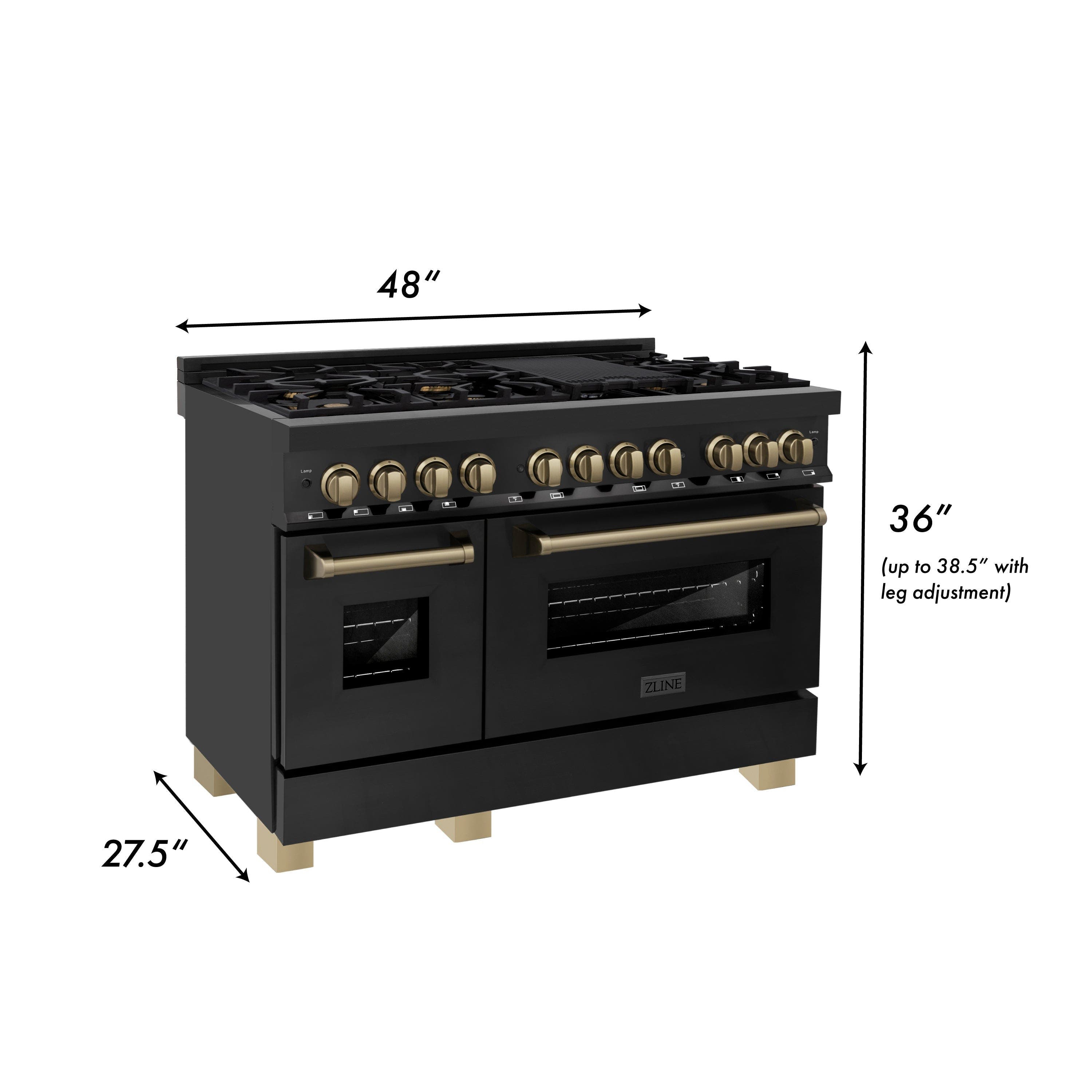 Zline RABZ48CB Black Stainless Steel with Champagne Bronze Accent...