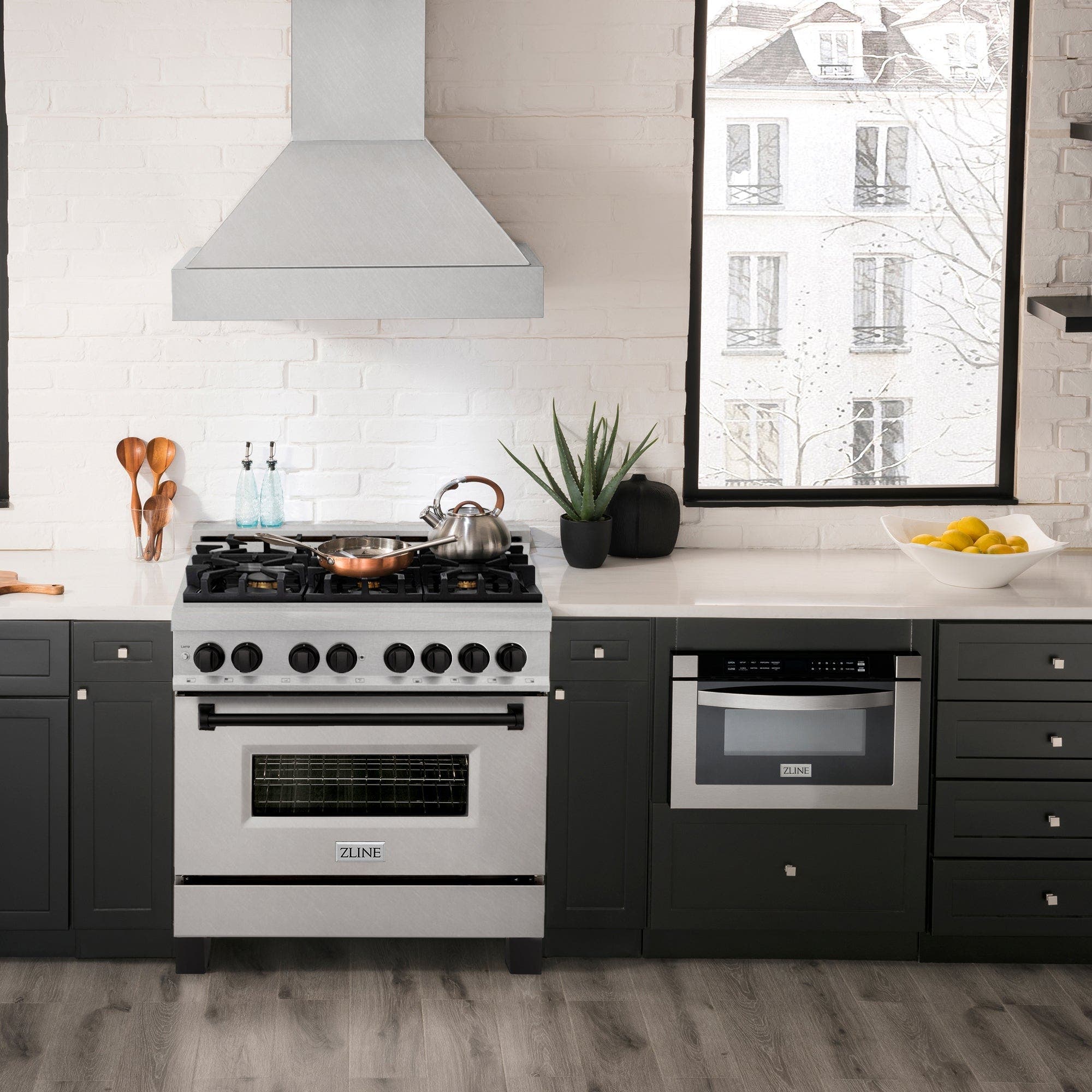 Zline RASZSN36MB Durasnow Stainless Steel with Matte Black Accents